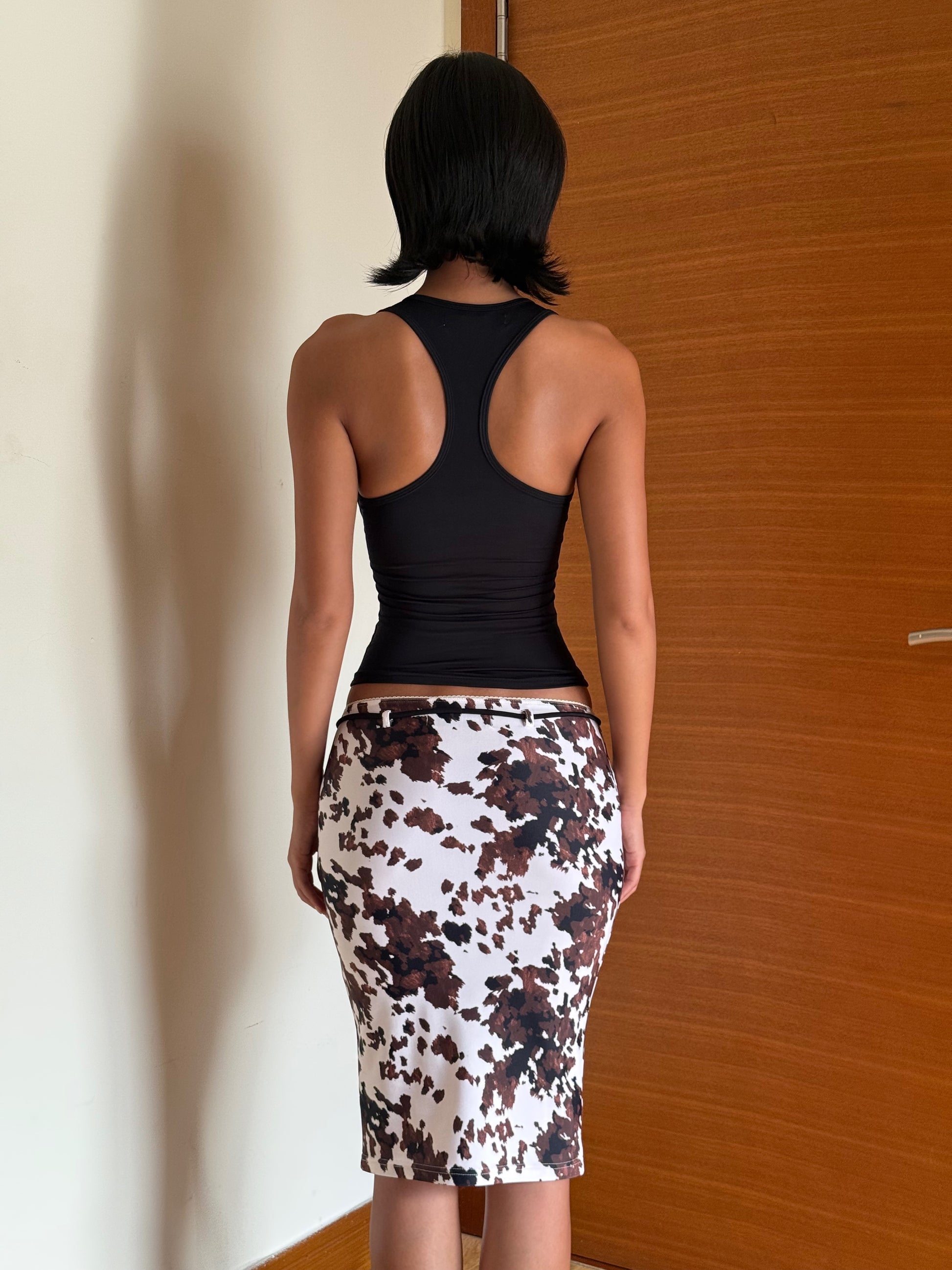 Signature Midi Skirt - Cow Print