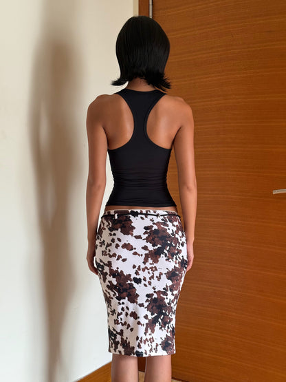 Signature Midi Skirt - Cow Print