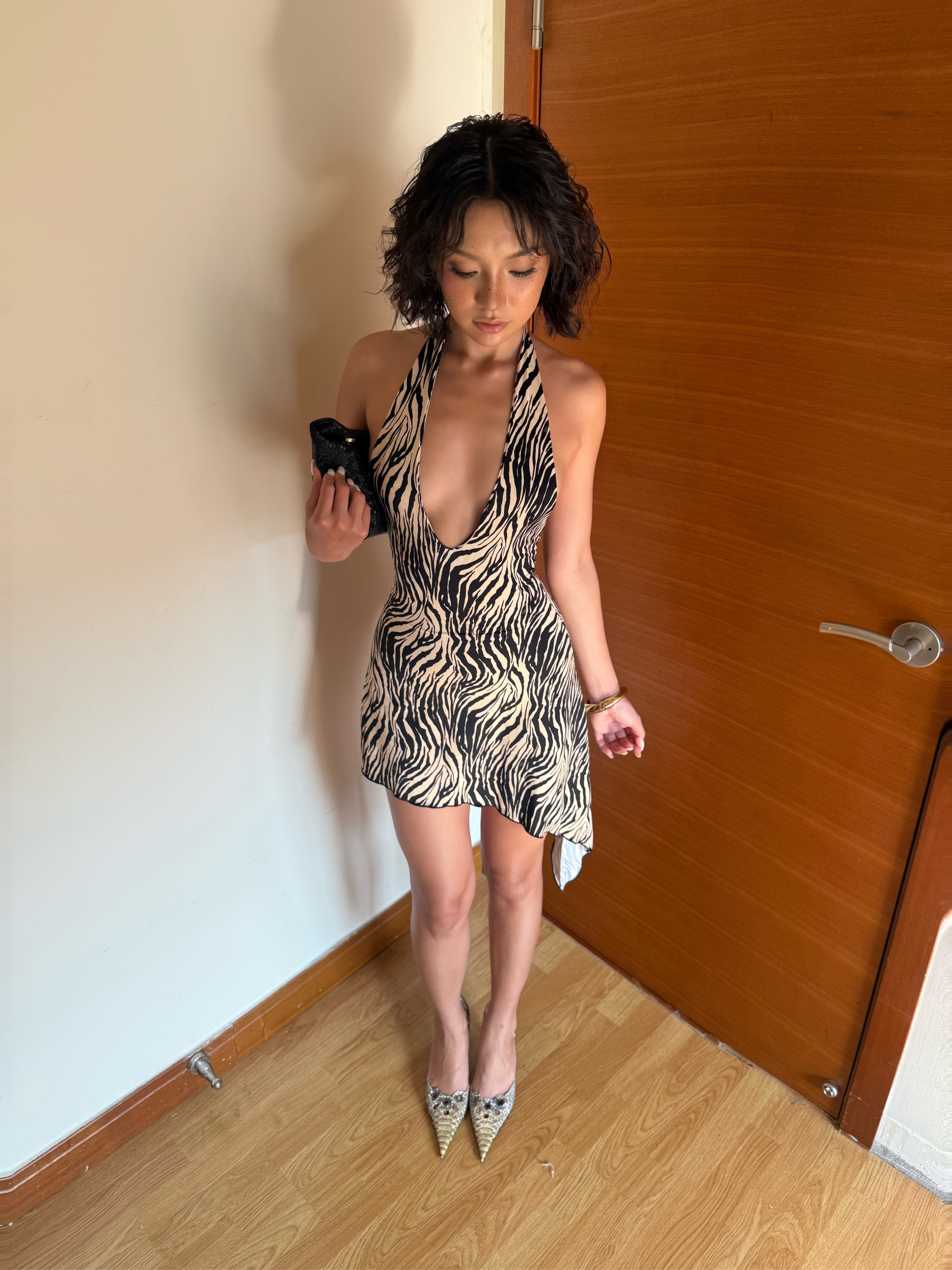 Deep Plunge A Dress - Zebra