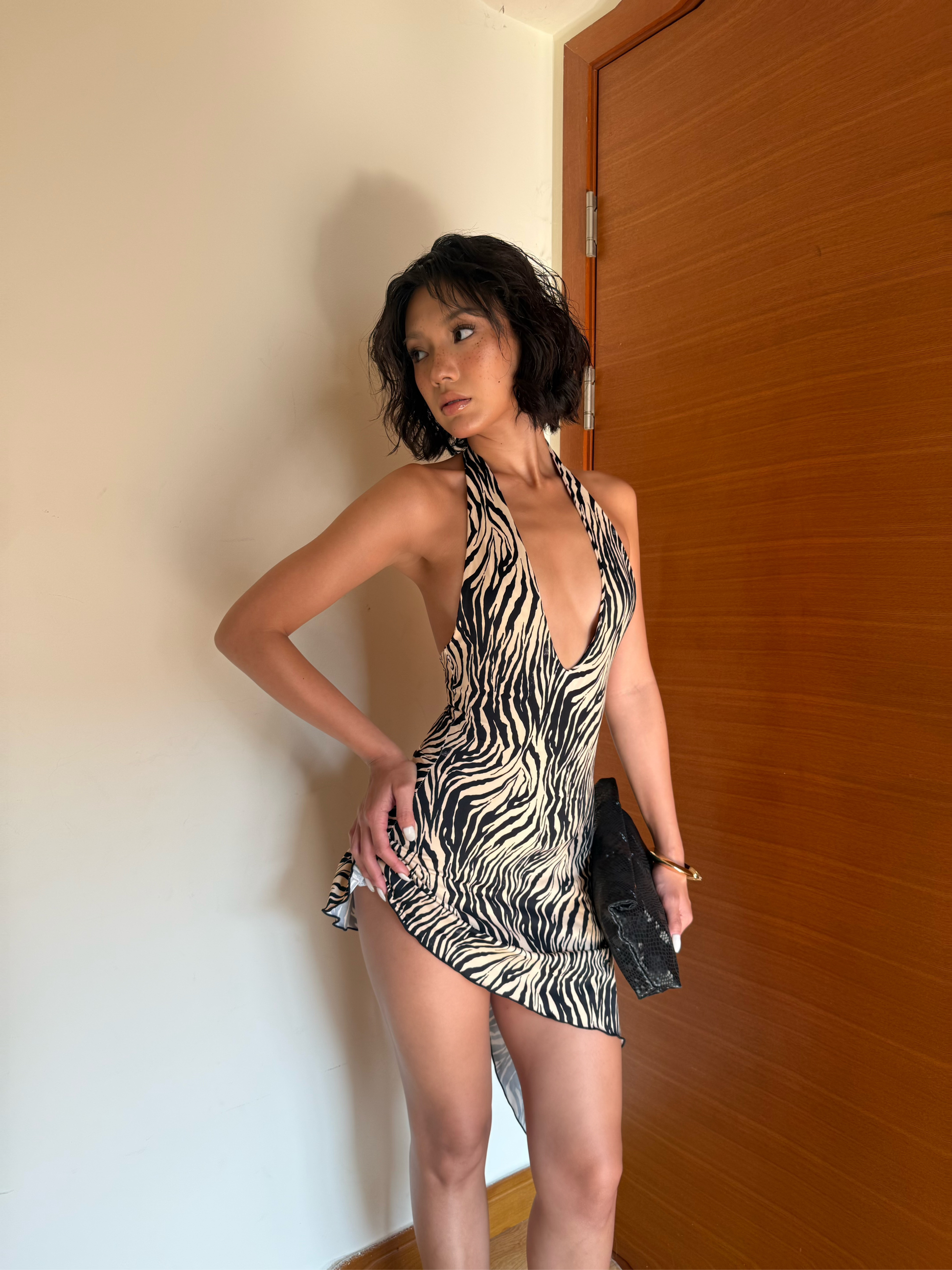 Deep Plunge A Dress - Zebra