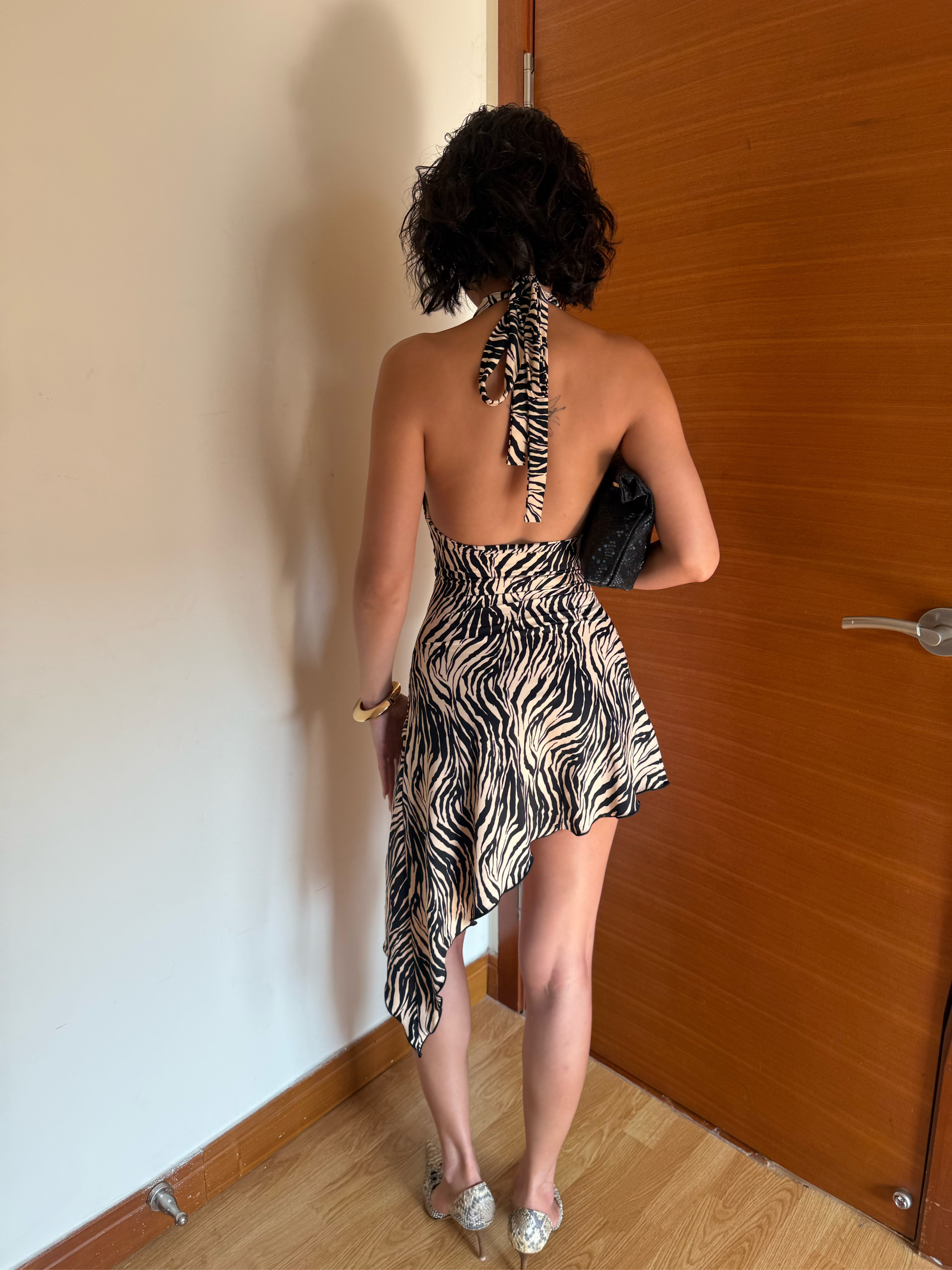 Deep Plunge A Dress - Zebra