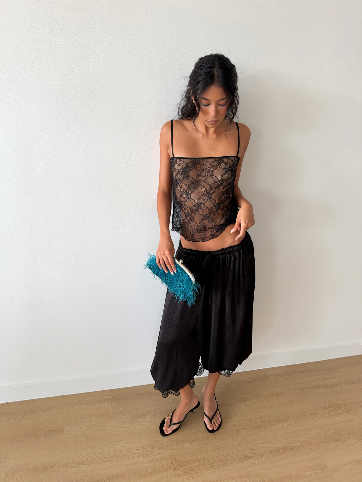 Satin Lace Balloon Pants