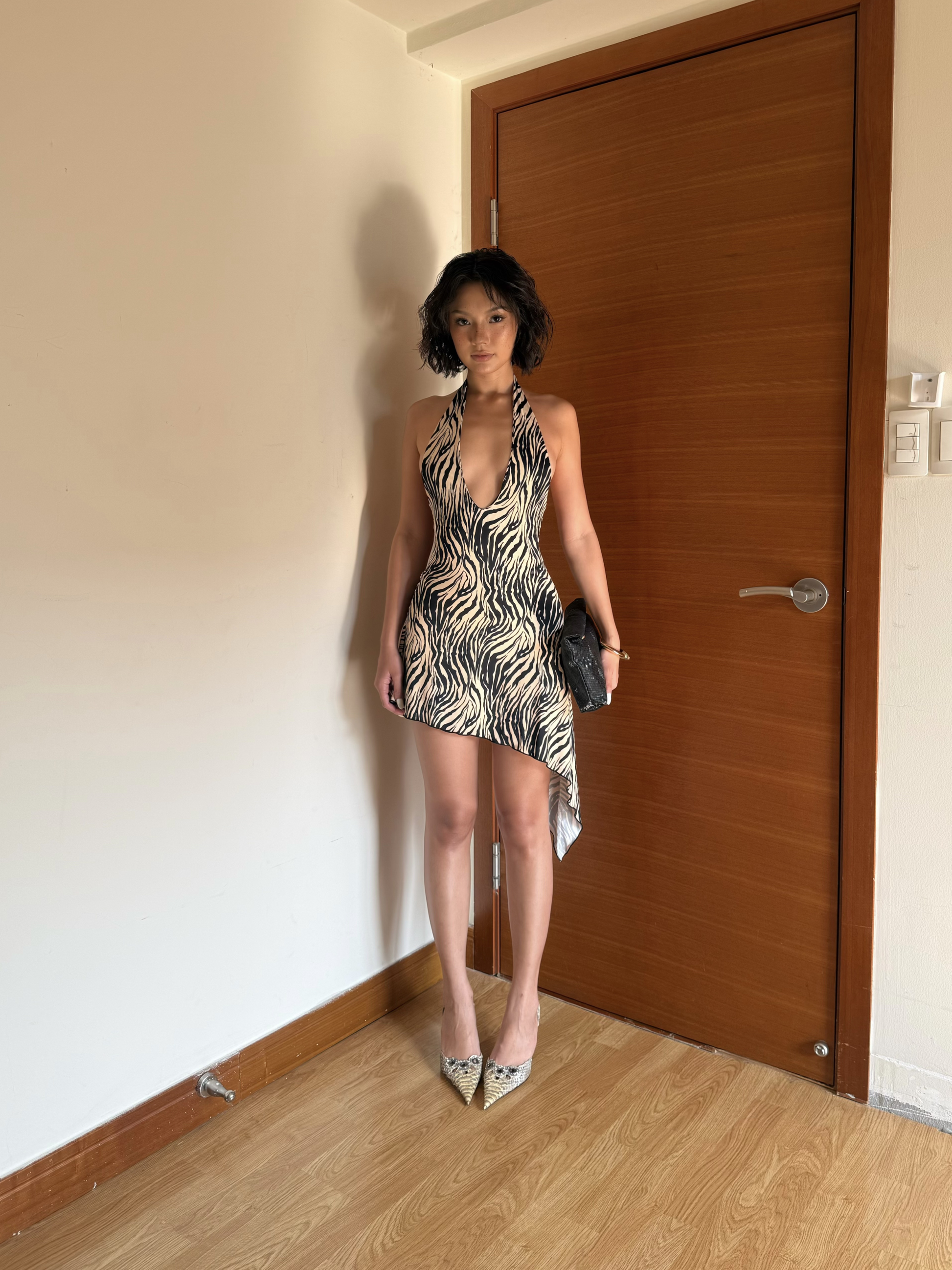 Deep Plunge A Dress - Zebra