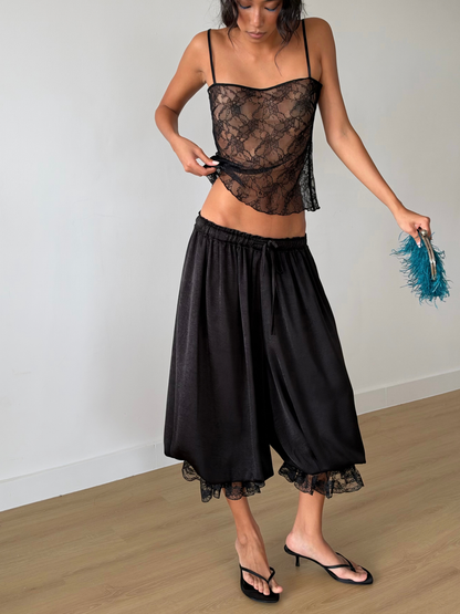 Satin Lace Balloon Pants