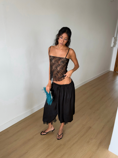 Satin Lace Balloon Pants