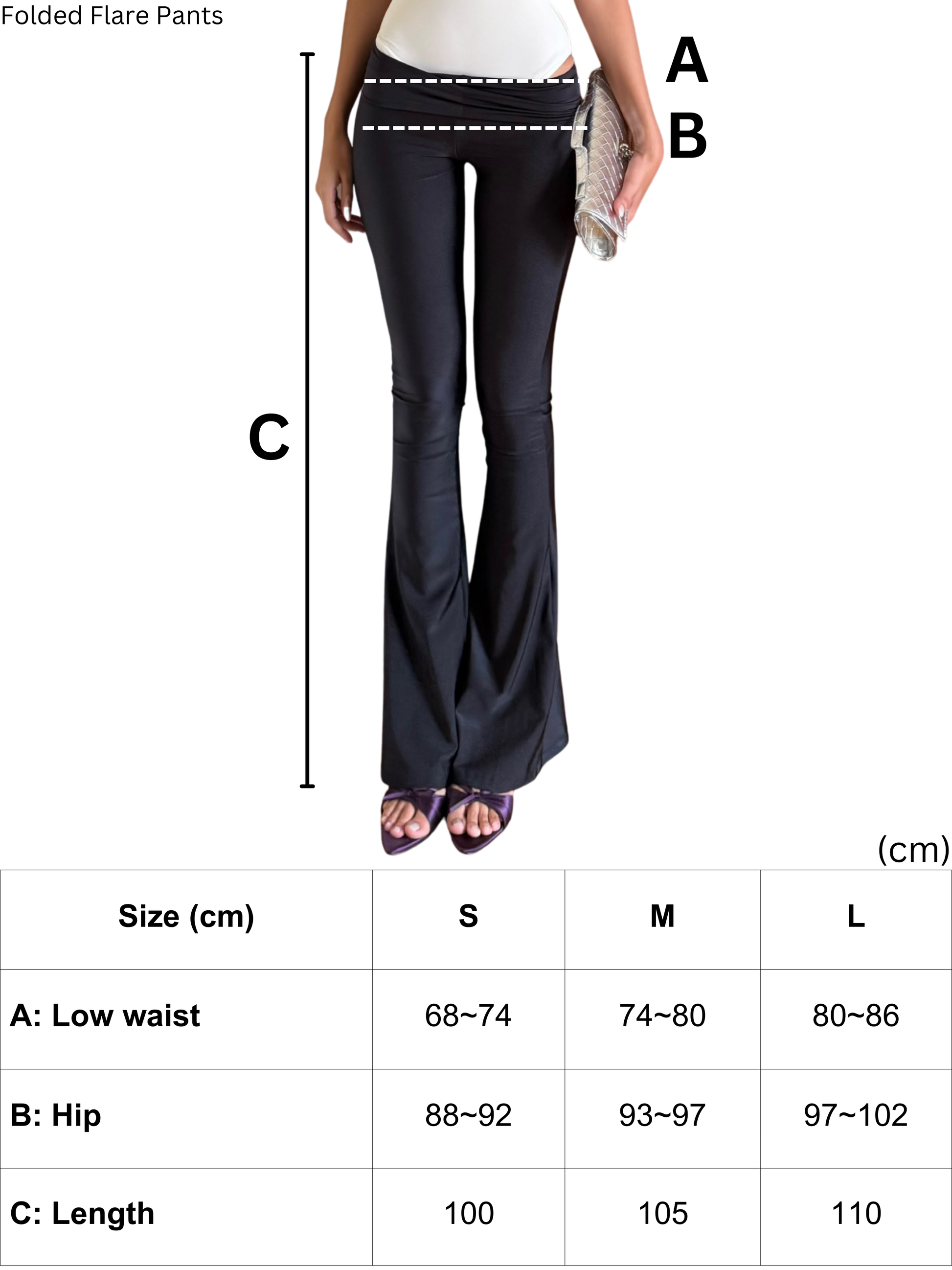 Folded Flare Pants - Black