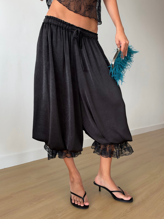 Satin Lace Balloon Pants