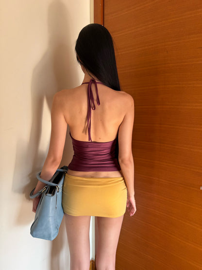 Strapy Halter Top - Shimmer Plum