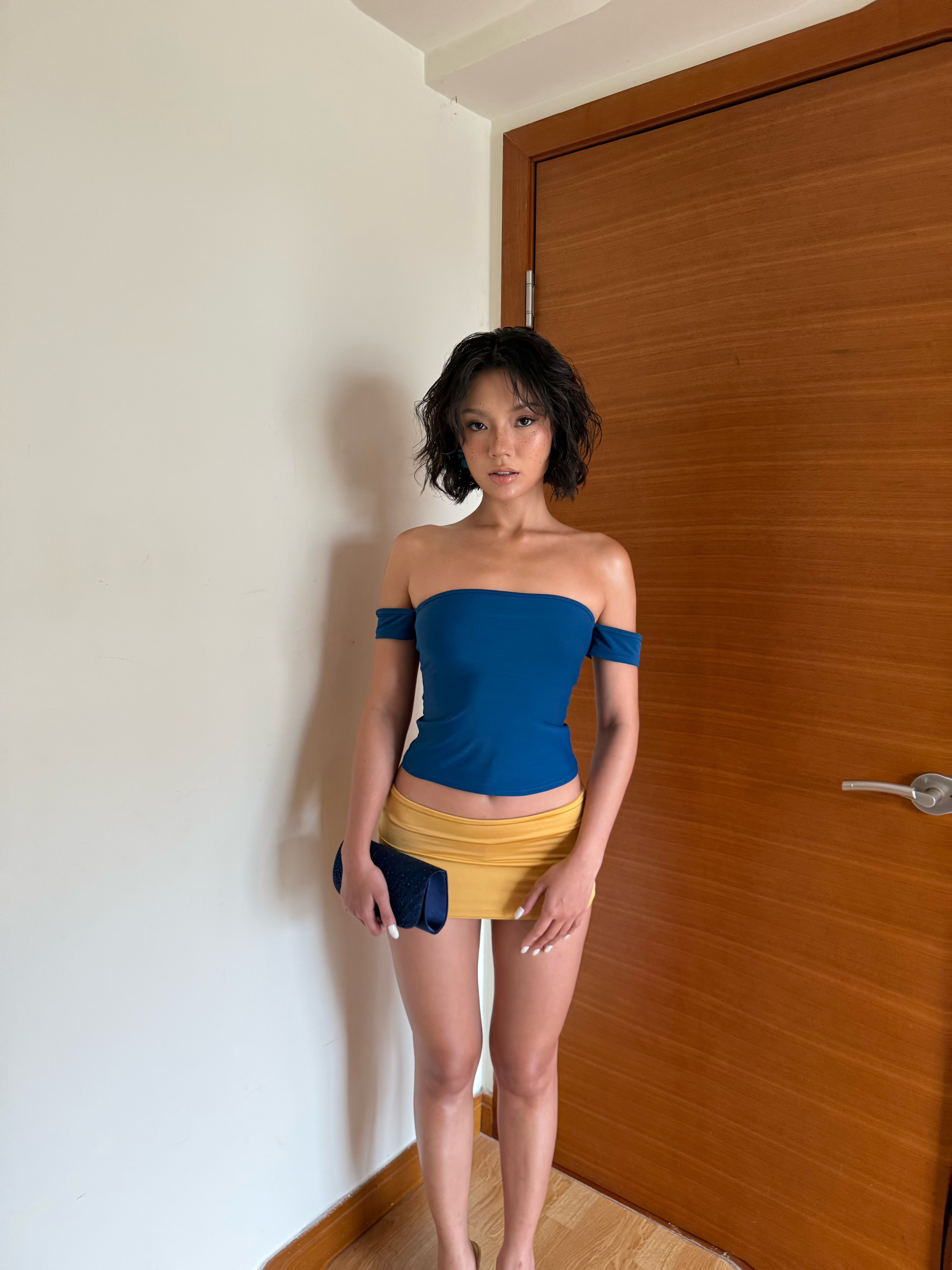 Off Shoulder Tube Top - Teal Blue