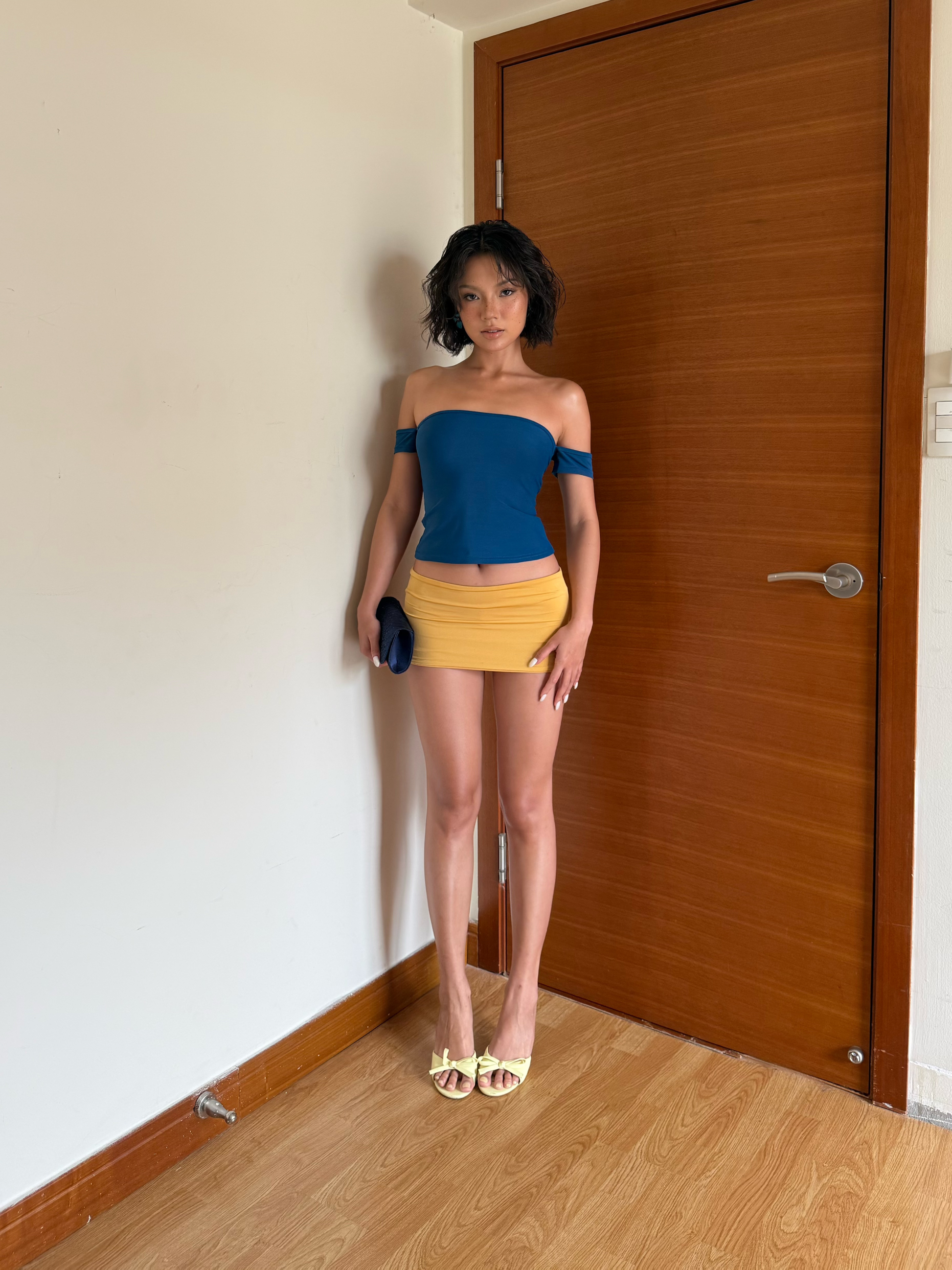 Off Shoulder Tube Top - Teal Blue