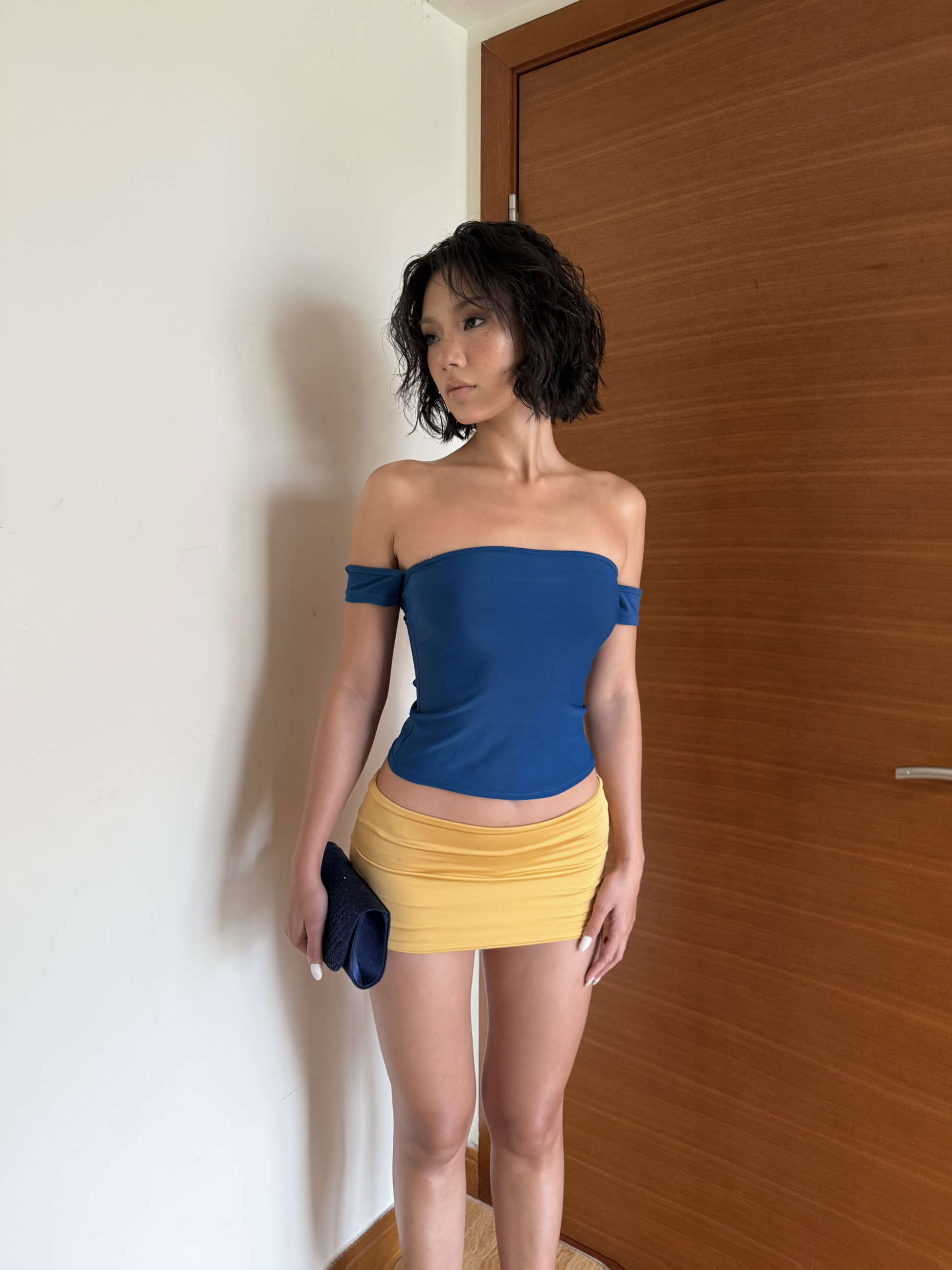 Off Shoulder Tube Top - Teal Blue