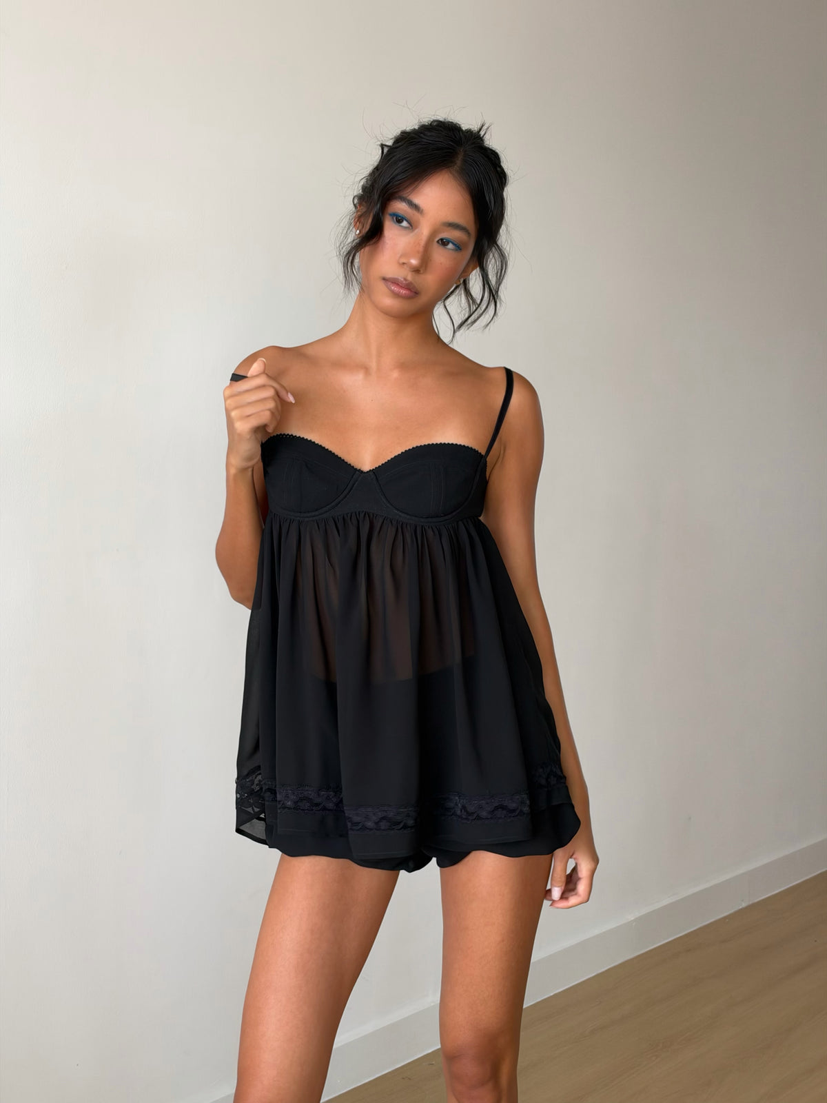 Babydoll Dress with Bloomers - Black