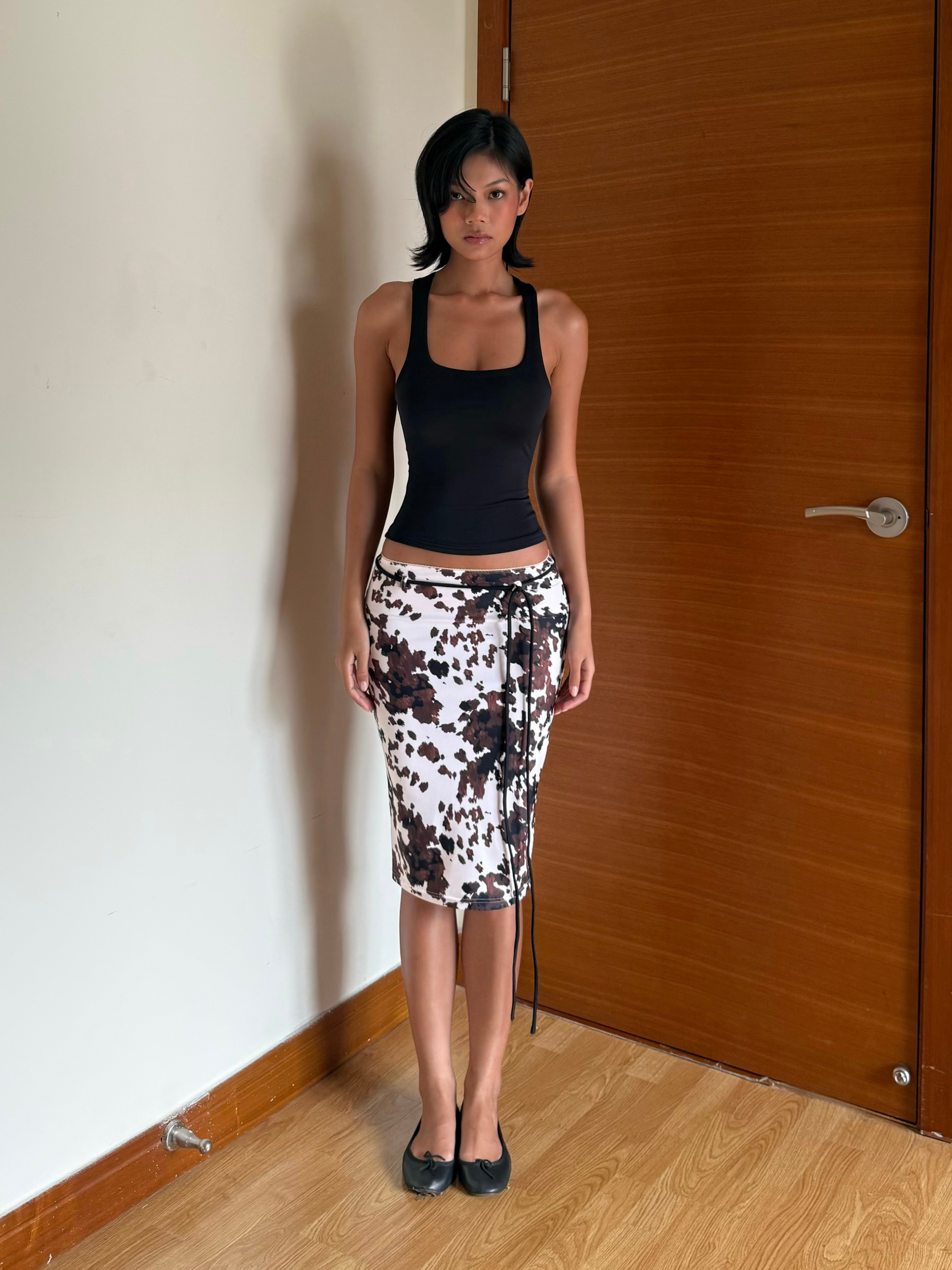 Signature Midi Skirt - Cow Print