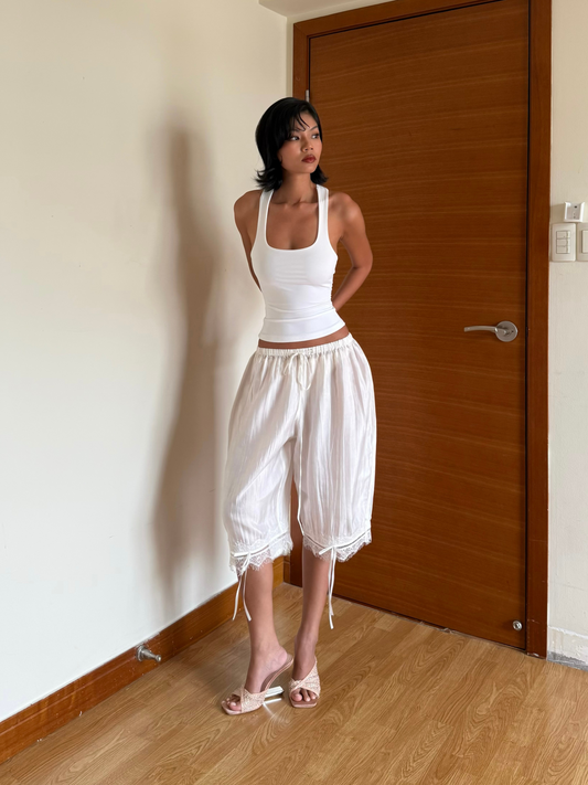 Square Neckline Signature Tank Top - White