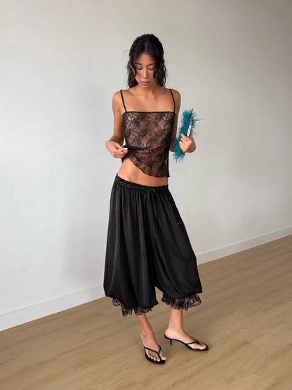 Satin Lace Balloon Pants