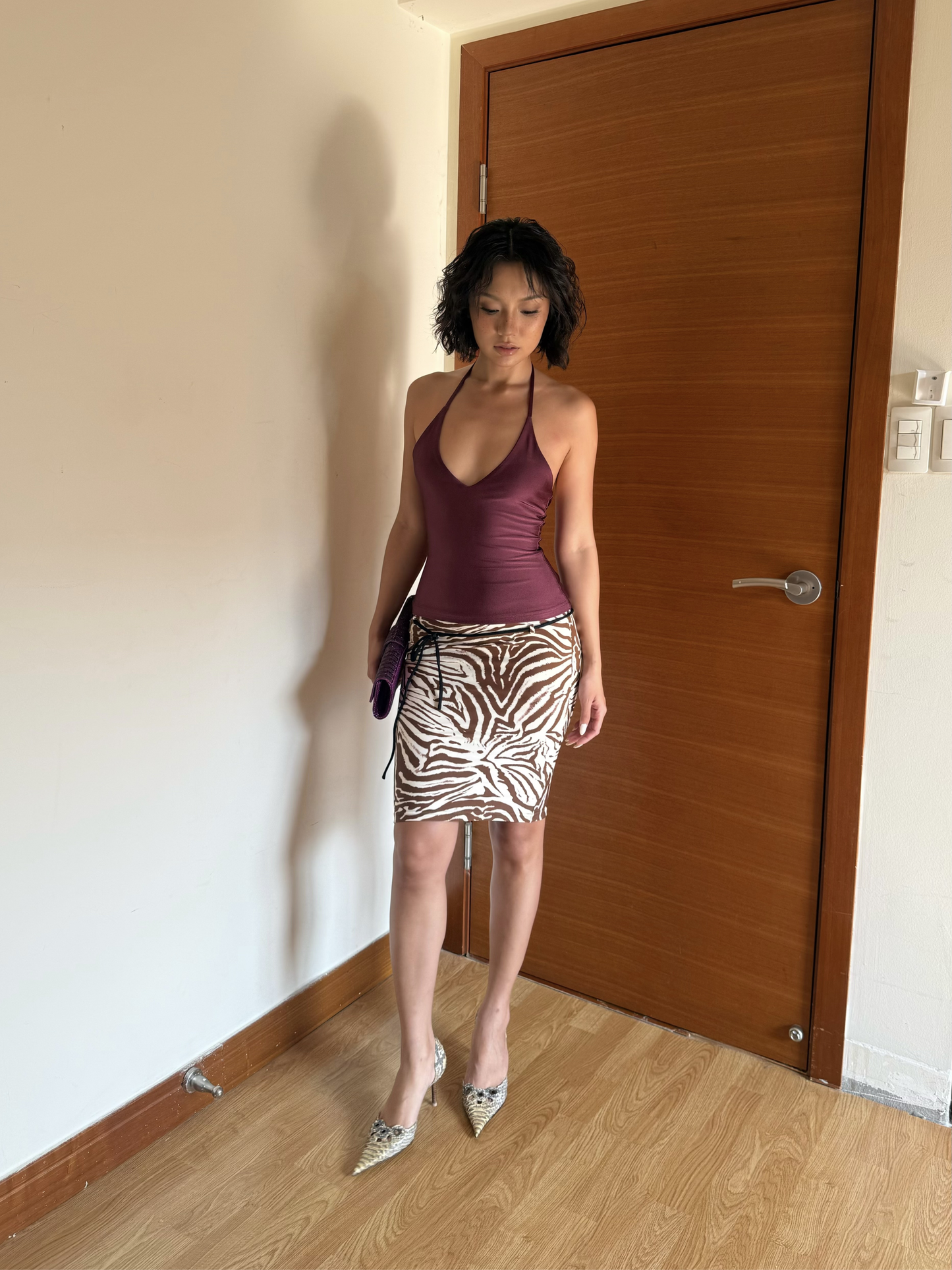 Strapy Halter Top - Shimmer Plum