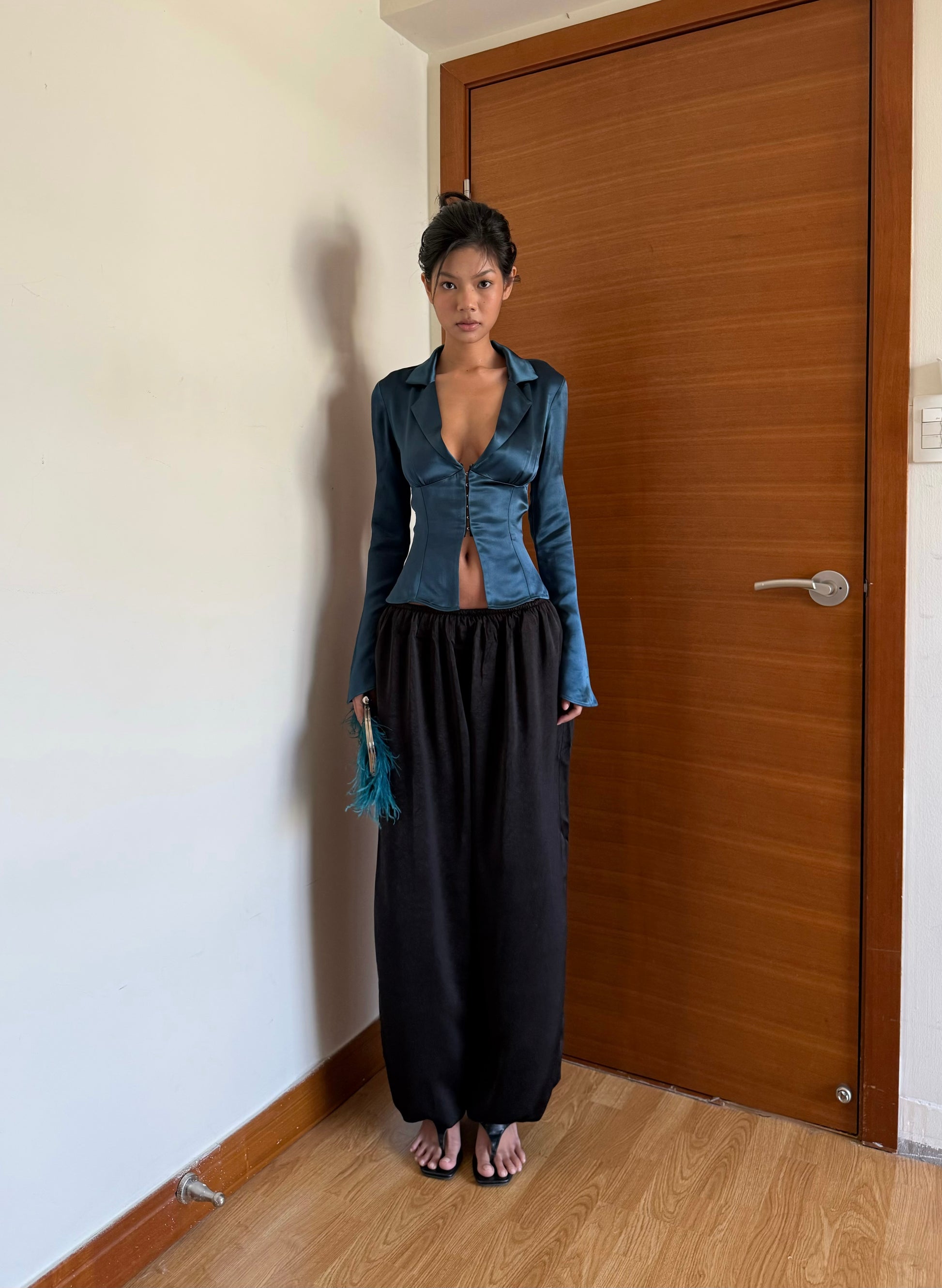 Satin Long Sleeves Shirt - Deep Teal