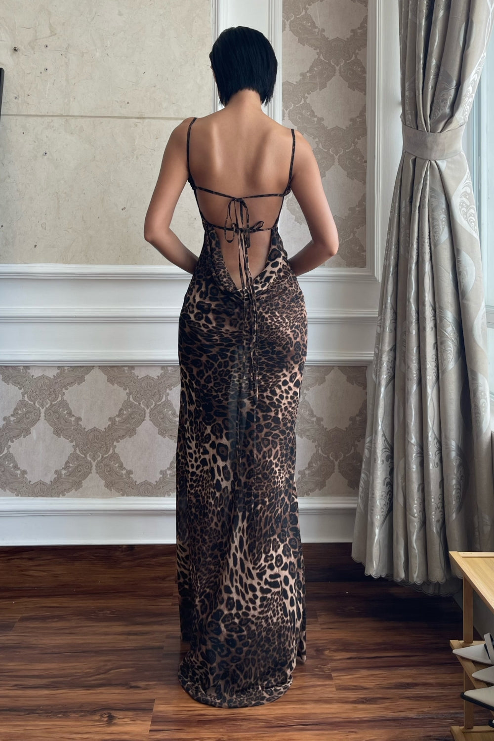 Leopard Drapped Maxi Dress