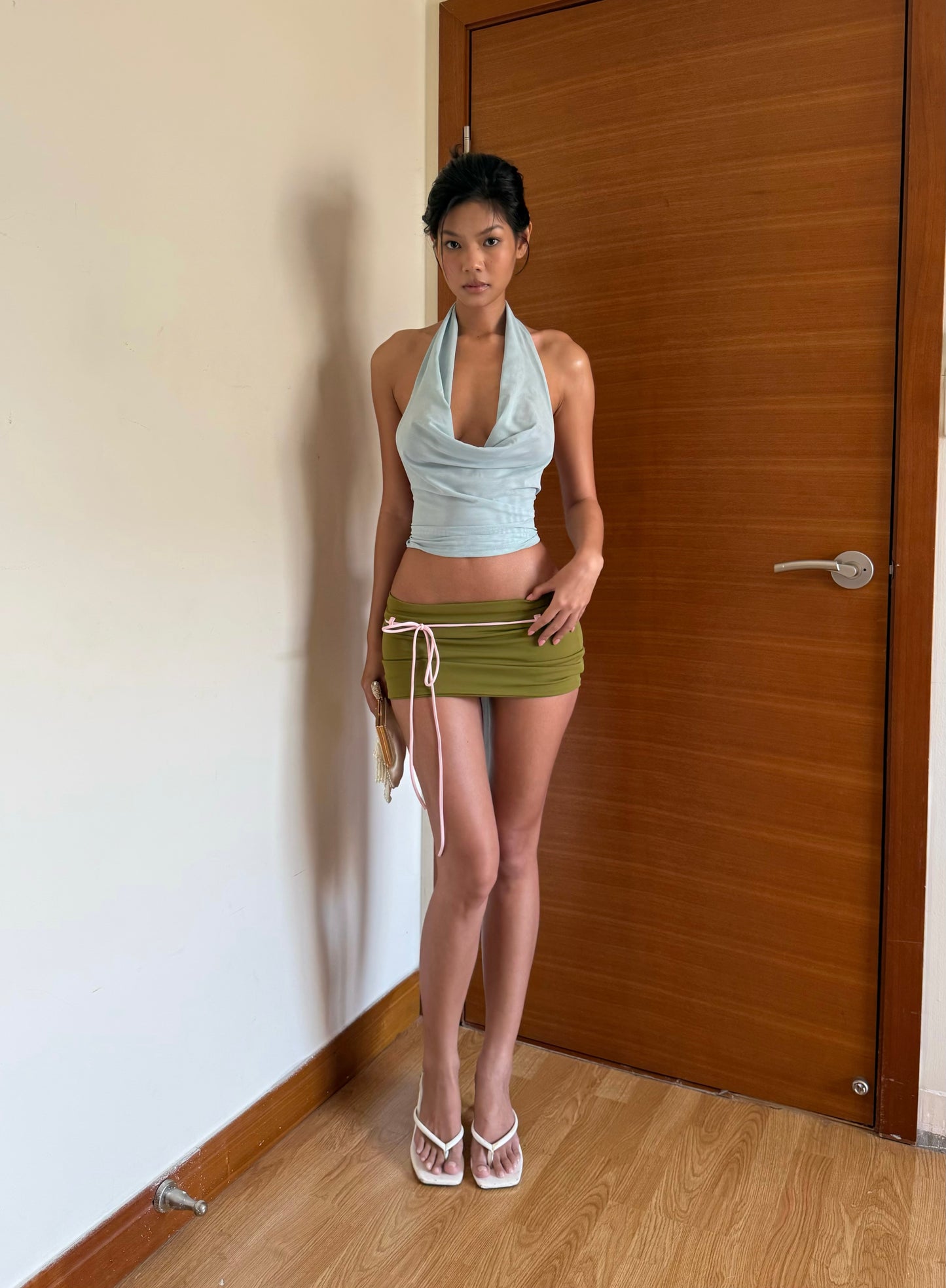 Drapped Halter Top - Babyblue