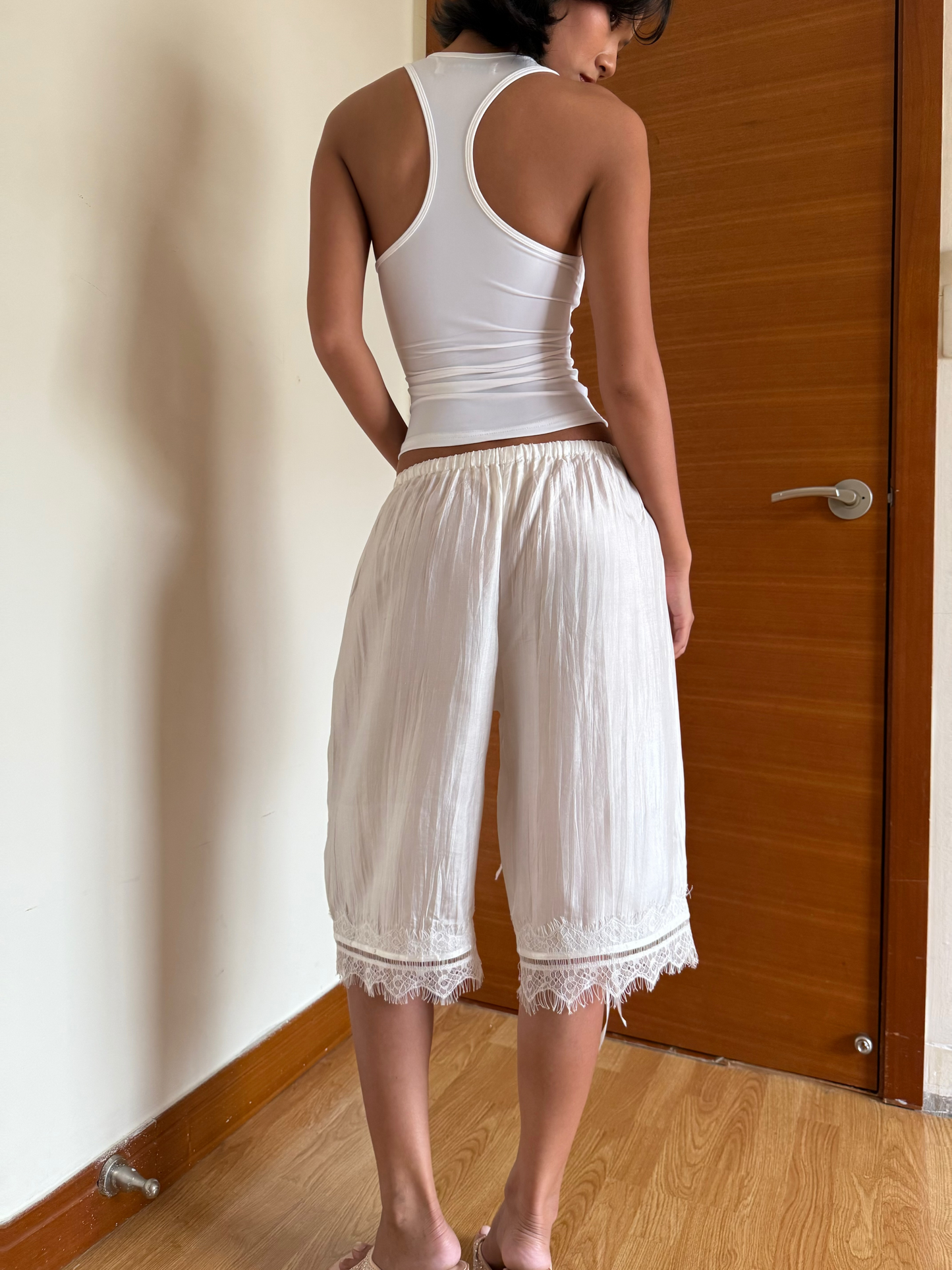 Square Neckline Signature Tank Top - White