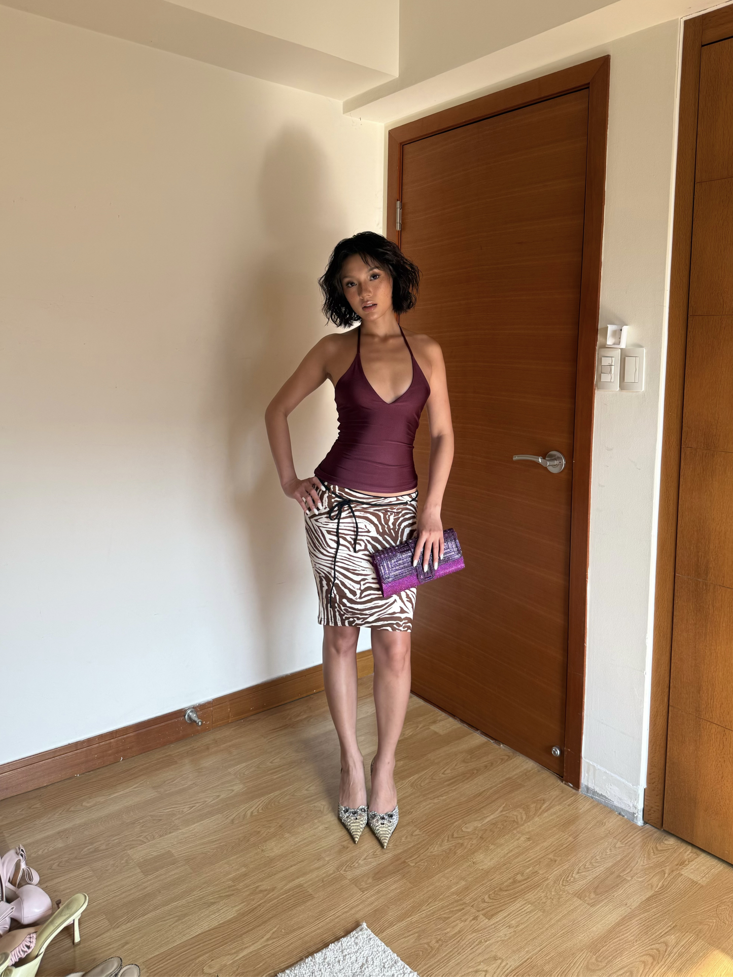 Strapy Halter Top - Shimmer Plum