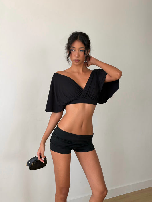Signature Folded Mini Shorts - Black
