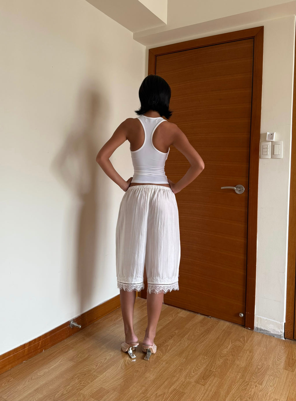 Square Neckline Signature Tank Top - White