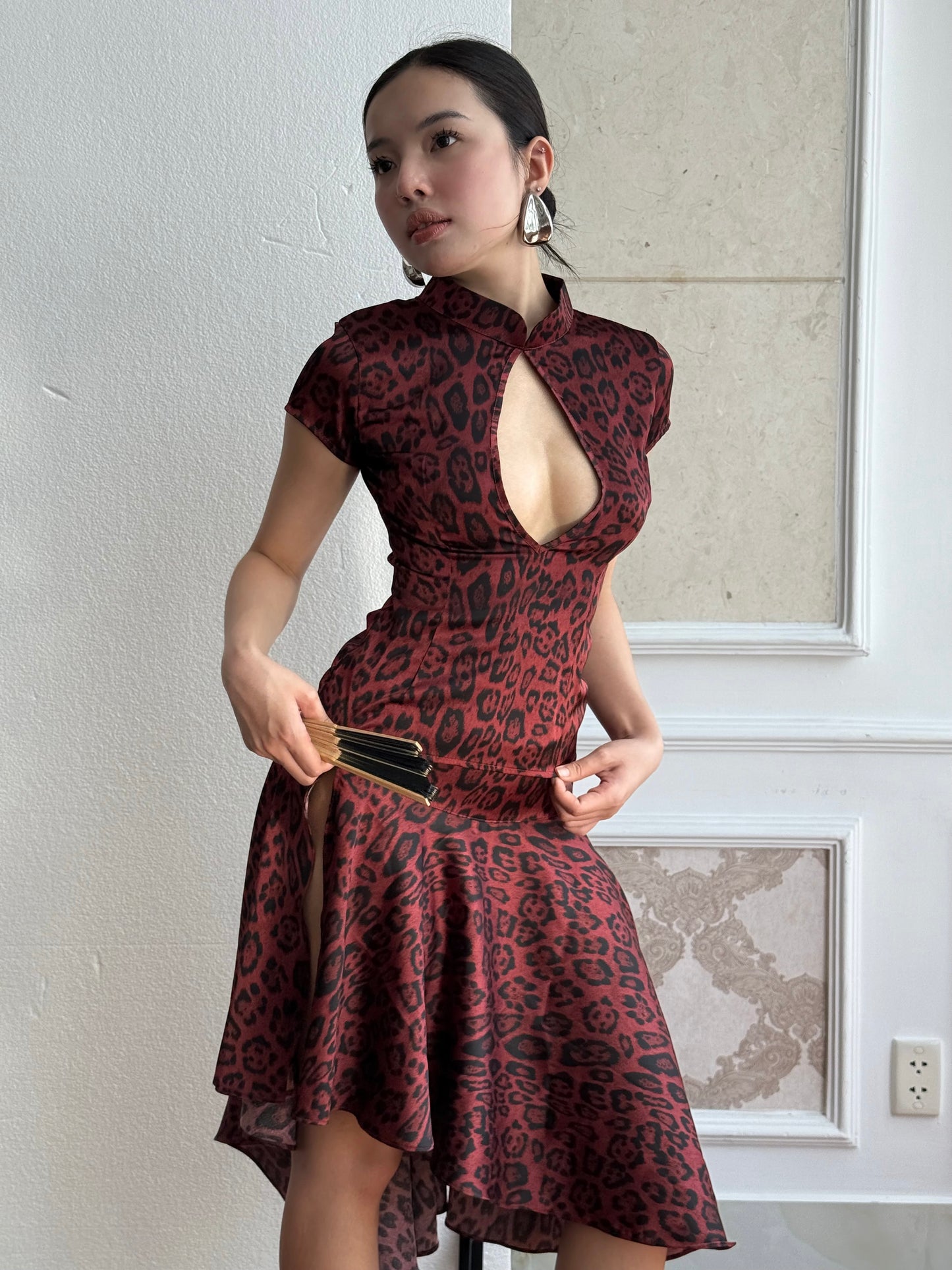 Leopard Cheongsam Top