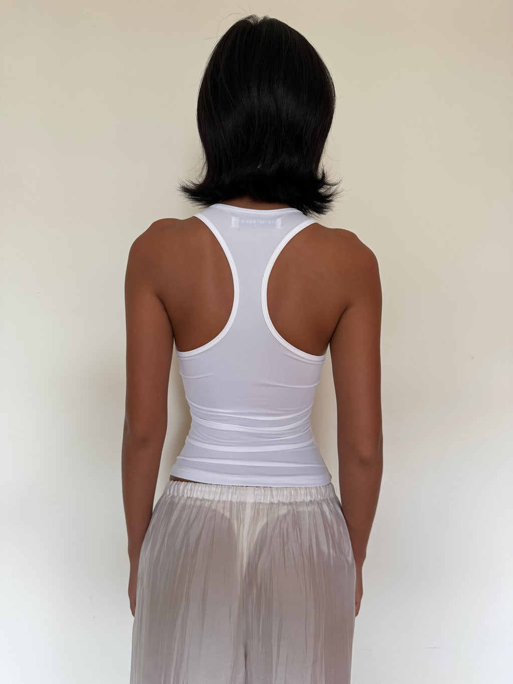 Square Neckline Signature Tank Top - White