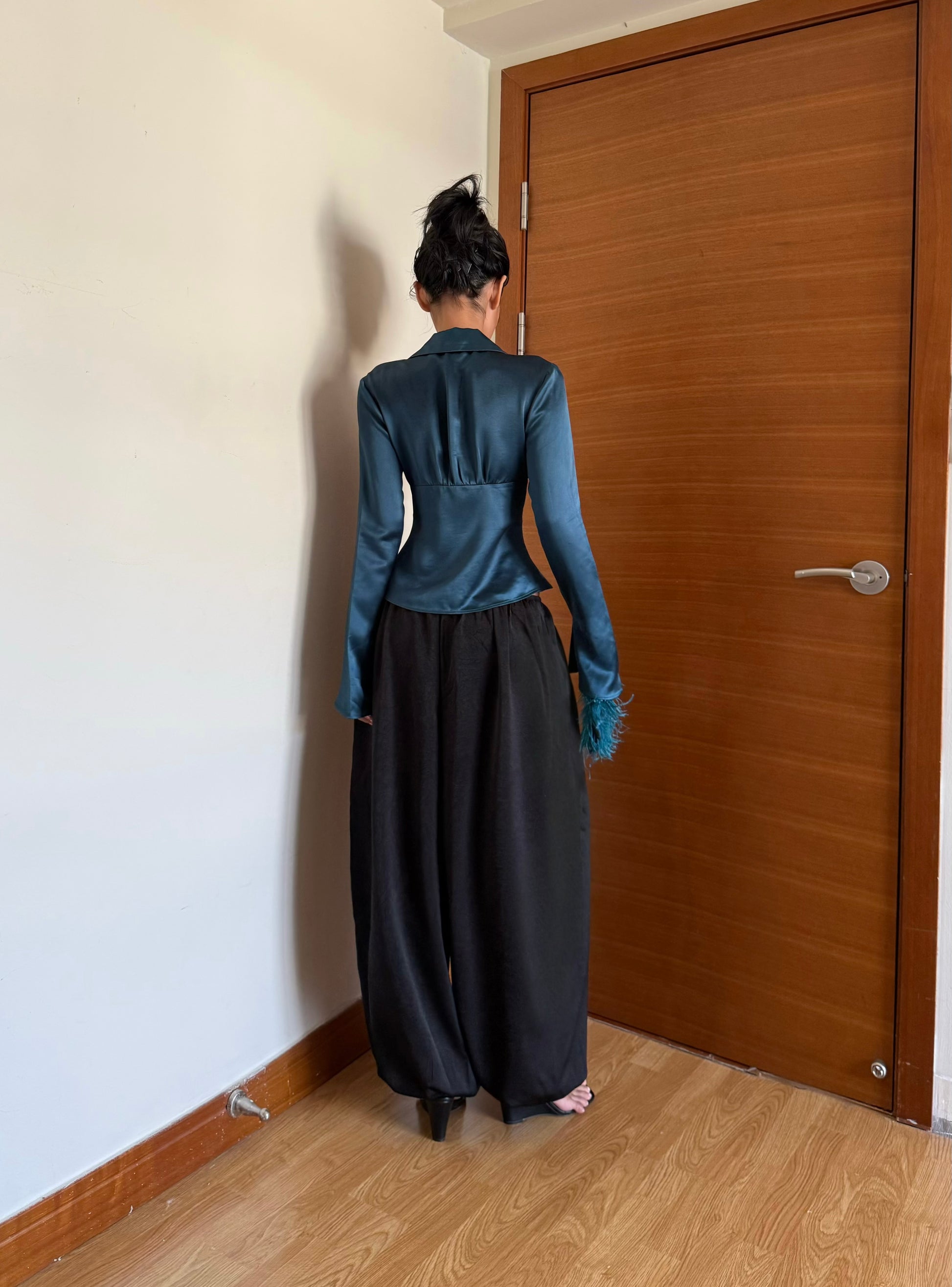 Satin Long Sleeves Shirt - Deep Teal