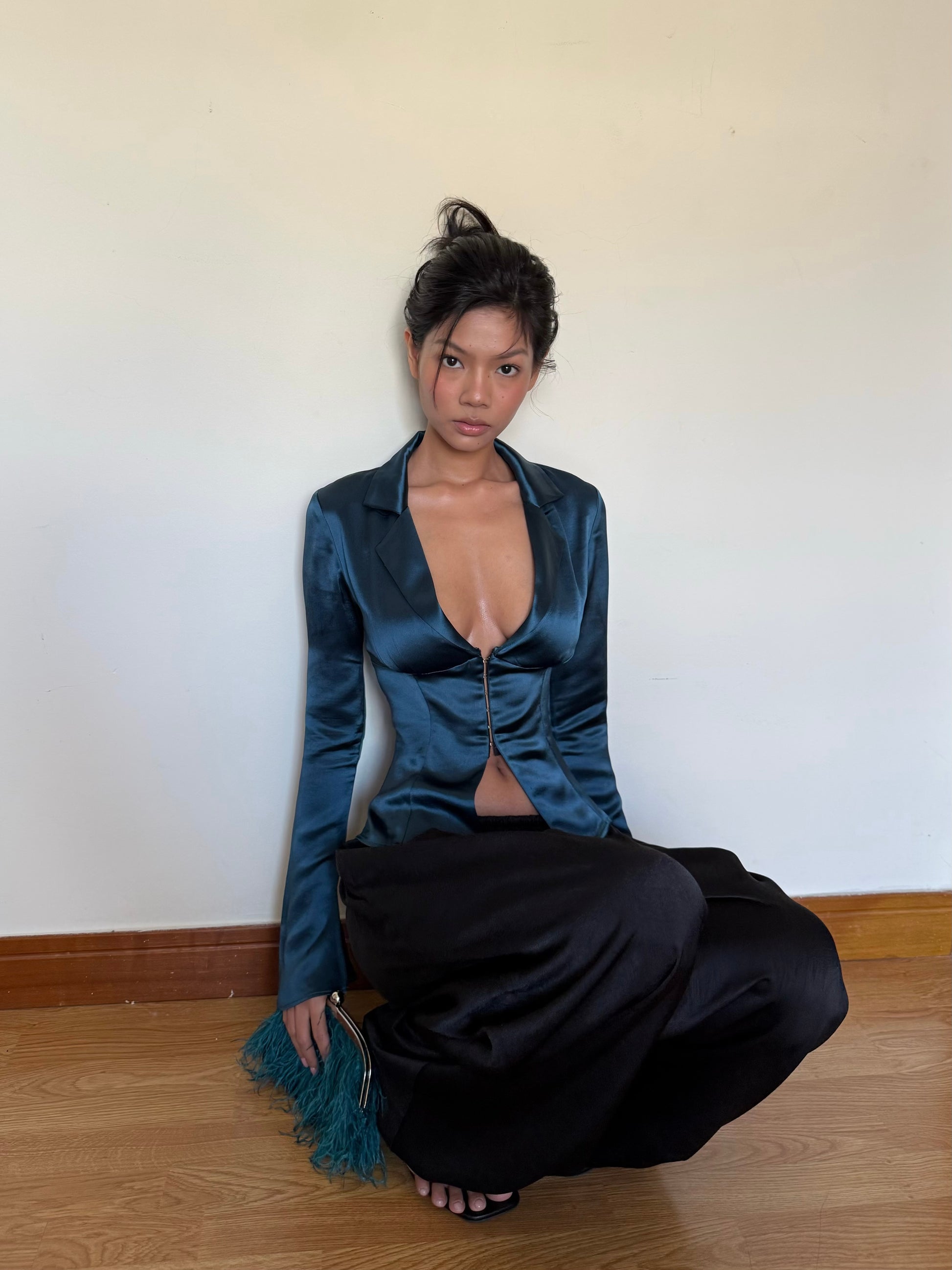 Satin Long Sleeves Shirt - Deep Teal