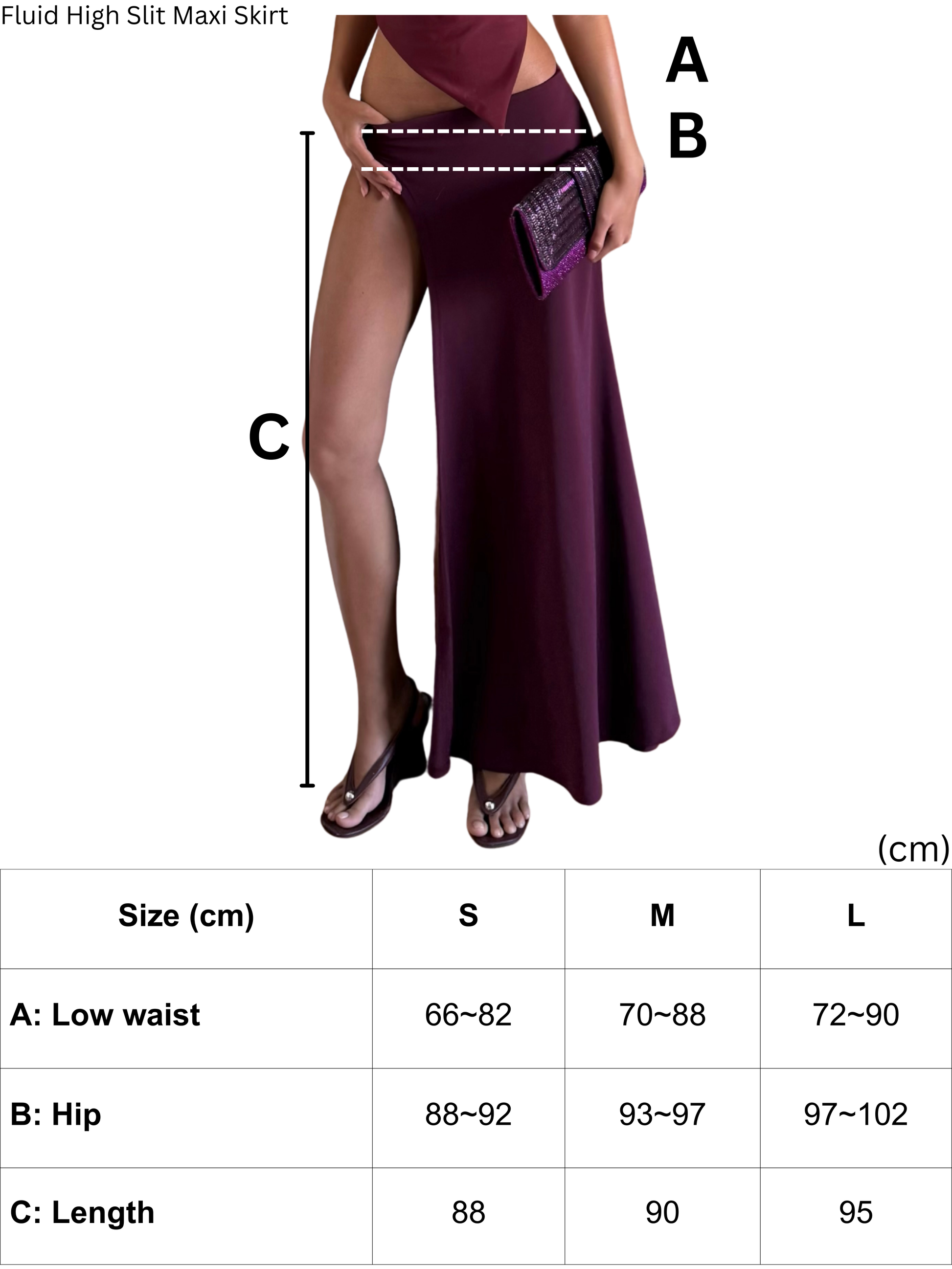 Fluid High Slit Maxi Skirt - Plum