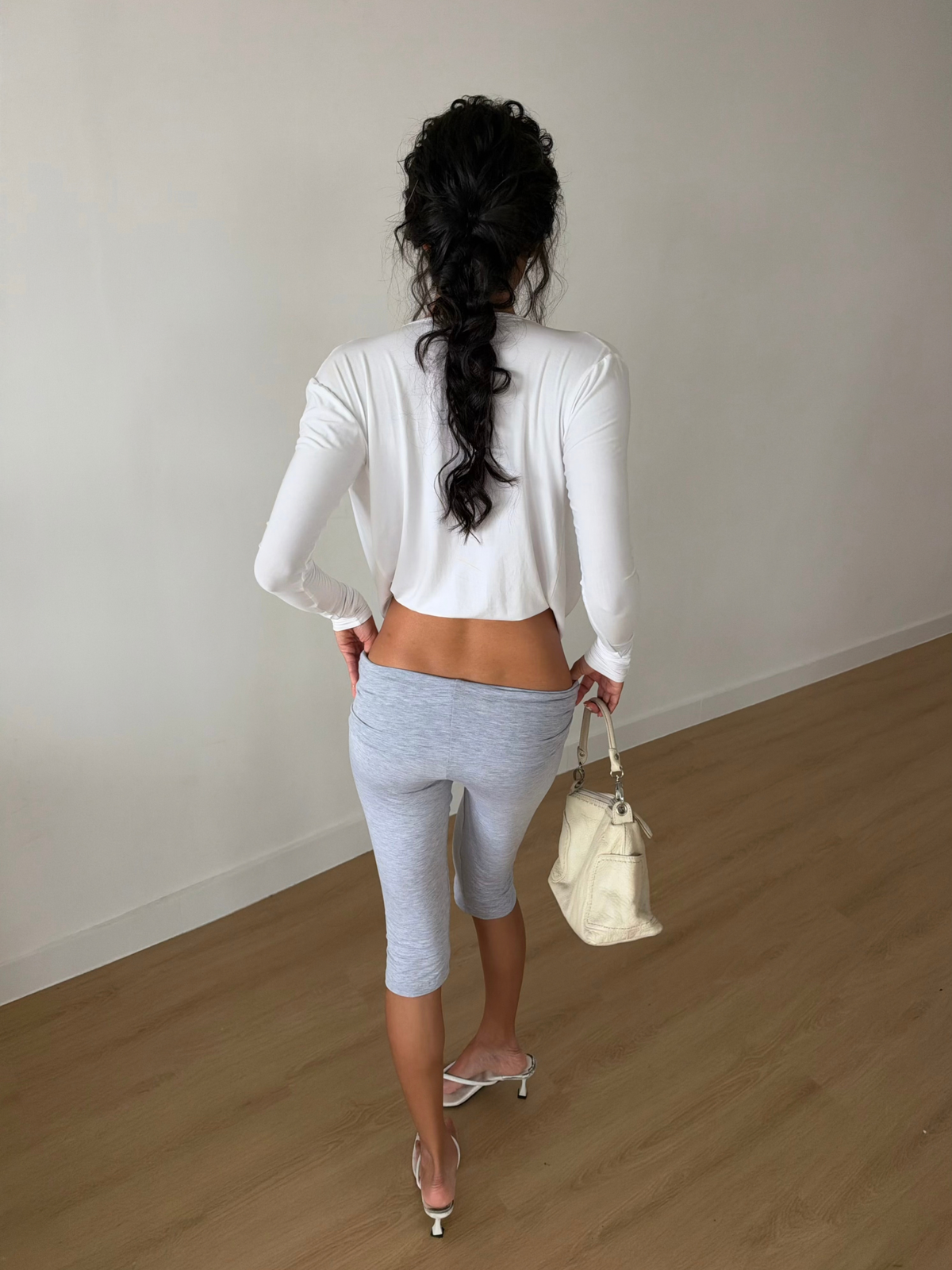 Modal Foldover Capri Pants - Grey