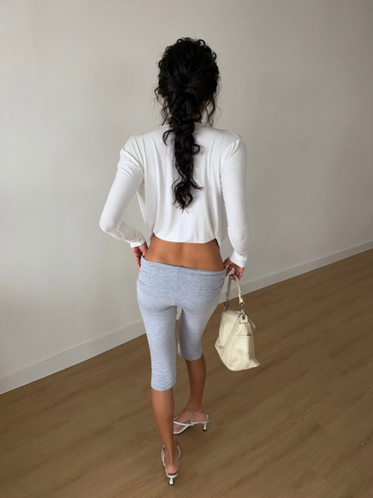 Modal Foldover Capri Pants - Grey