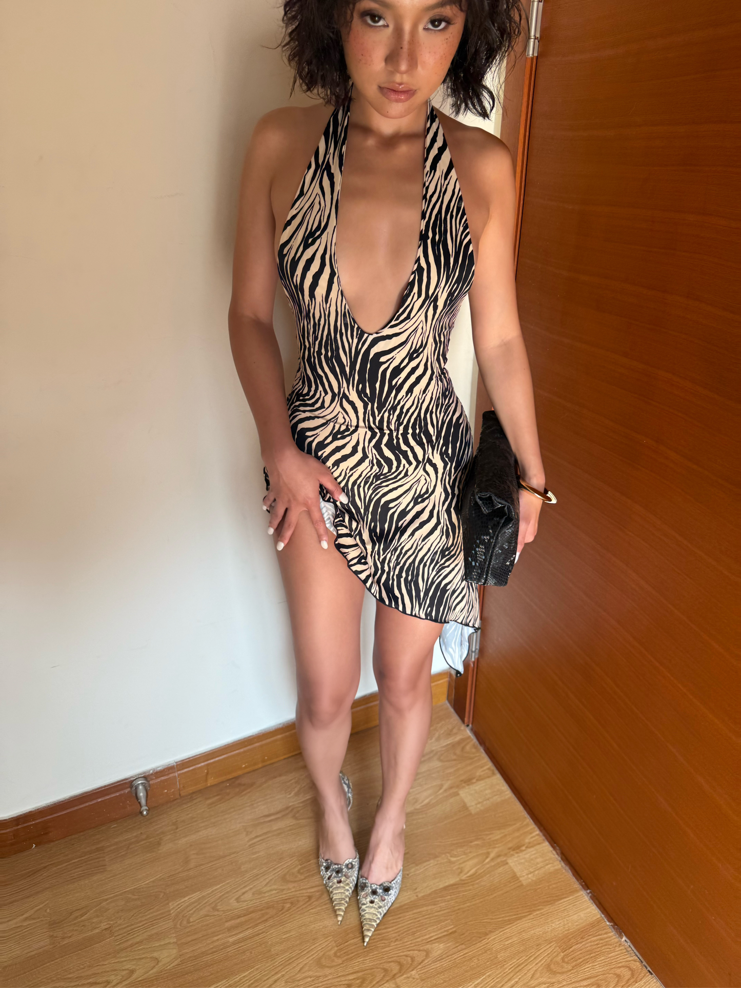 Deep Plunge A Dress - Zebra