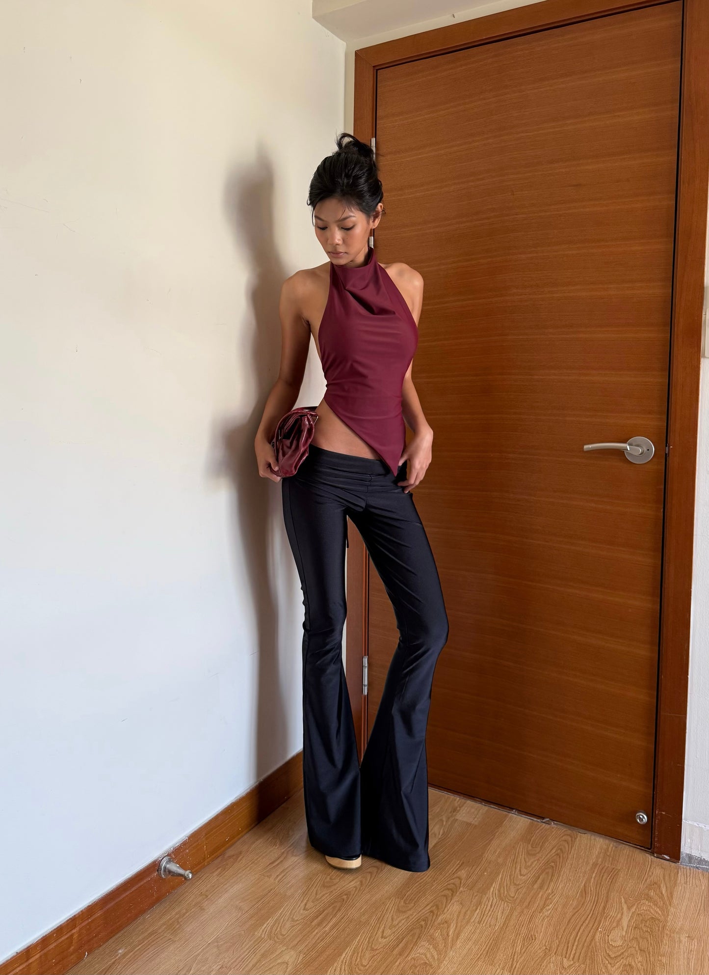 Folded Flare Pants - Black