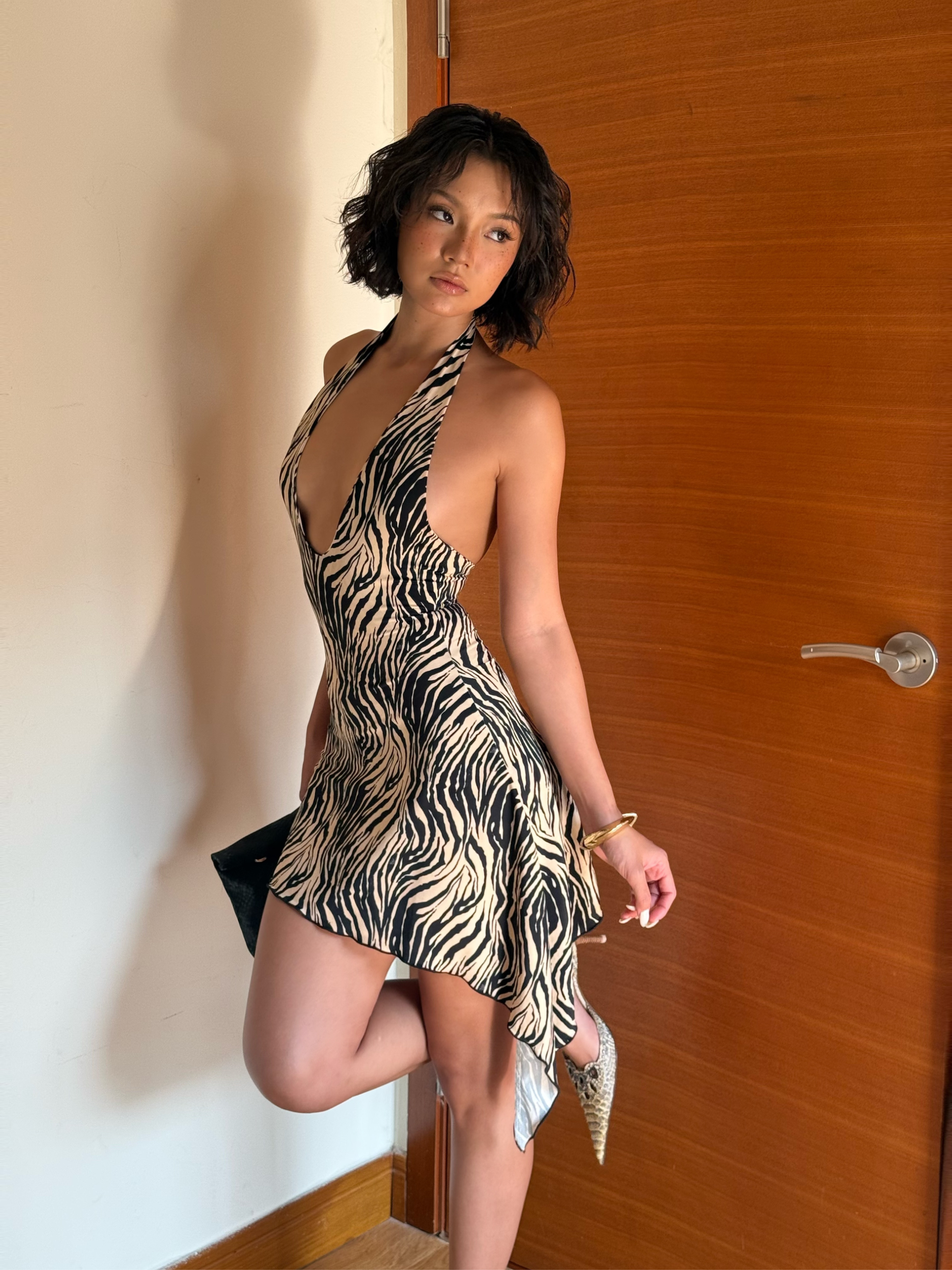 Deep Plunge A Dress - Zebra