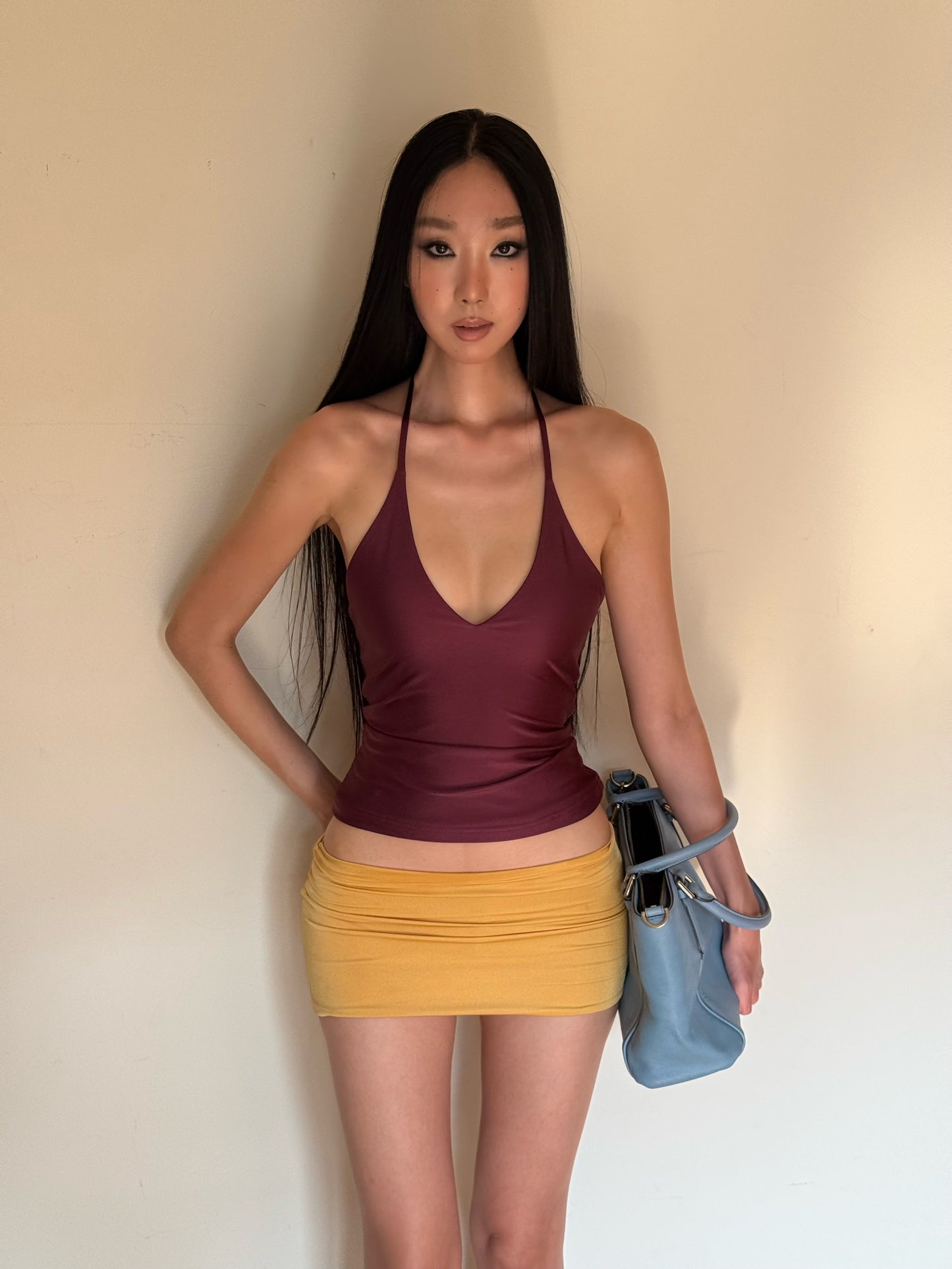 Strapy Halter Top - Shimmer Plum
