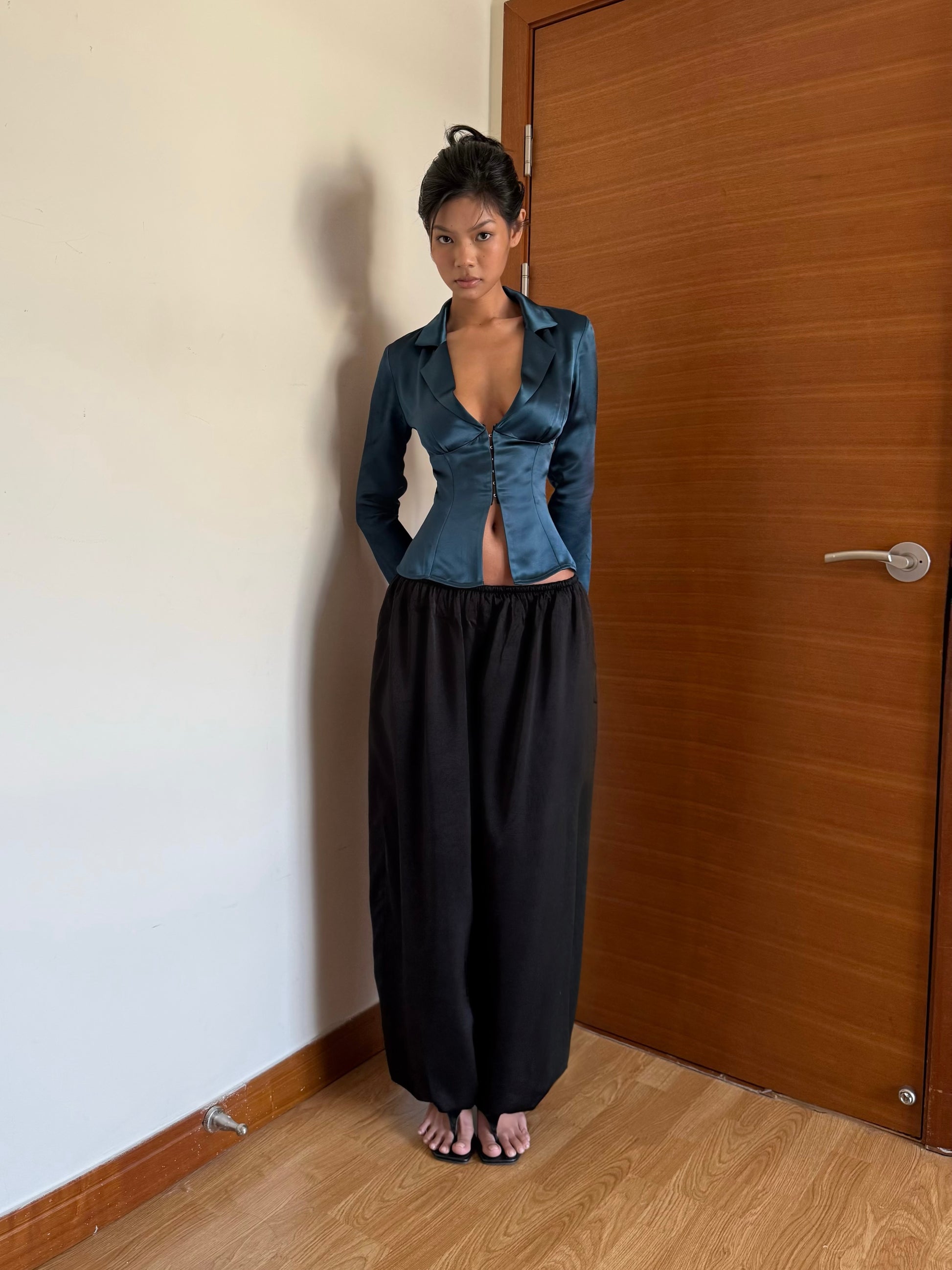 Satin Long Sleeves Shirt - Deep Teal