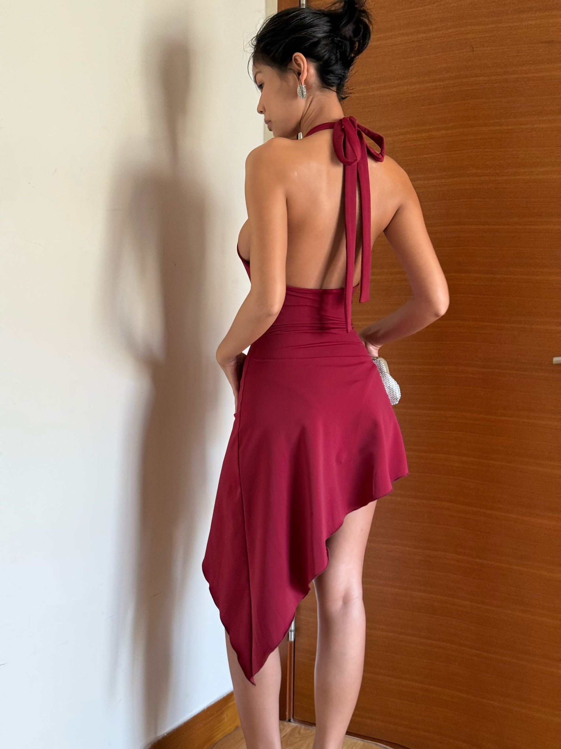 Deep Plunge A Dress - Red