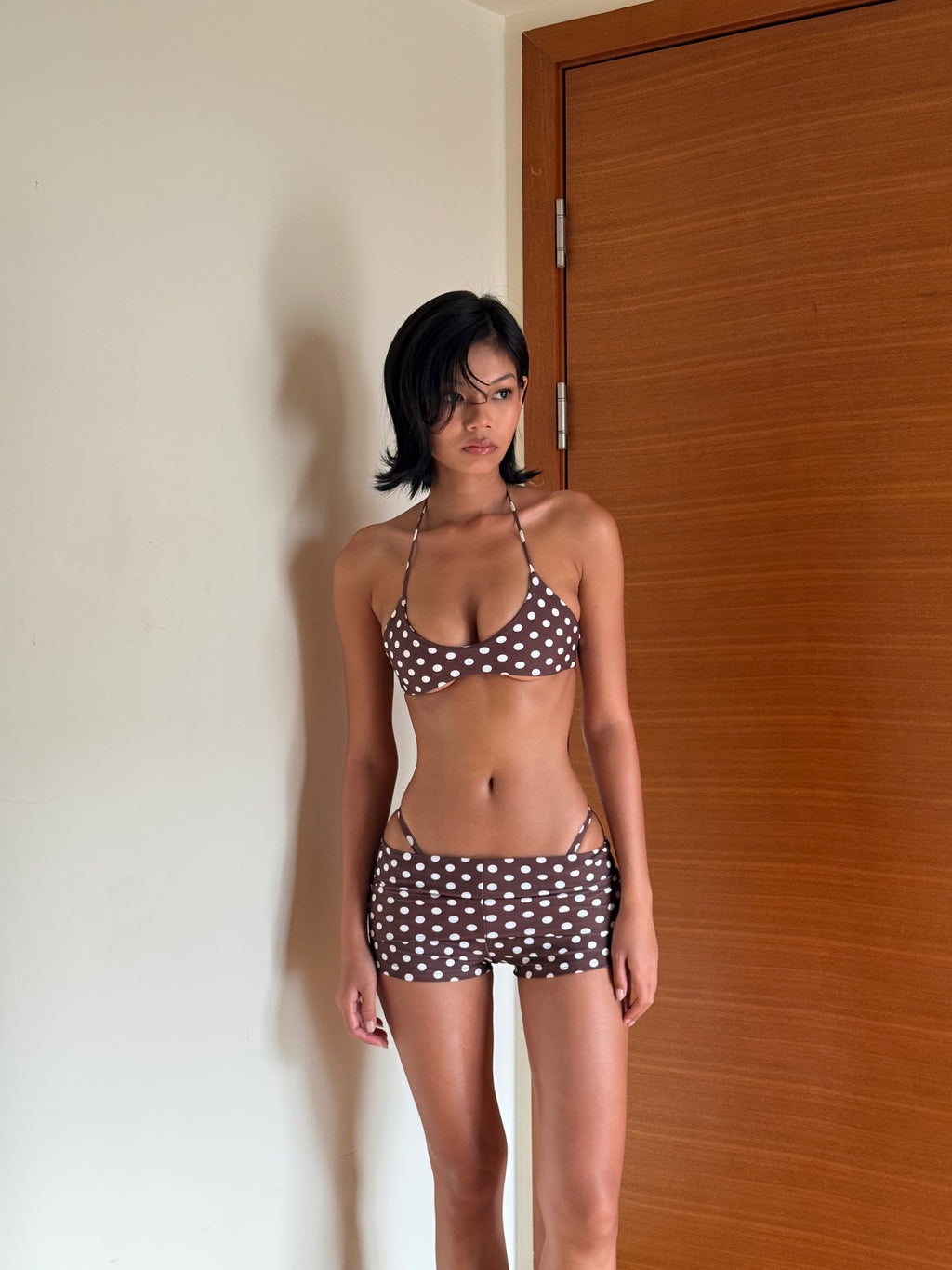 Bikini 017 Tofu - Brown Polka