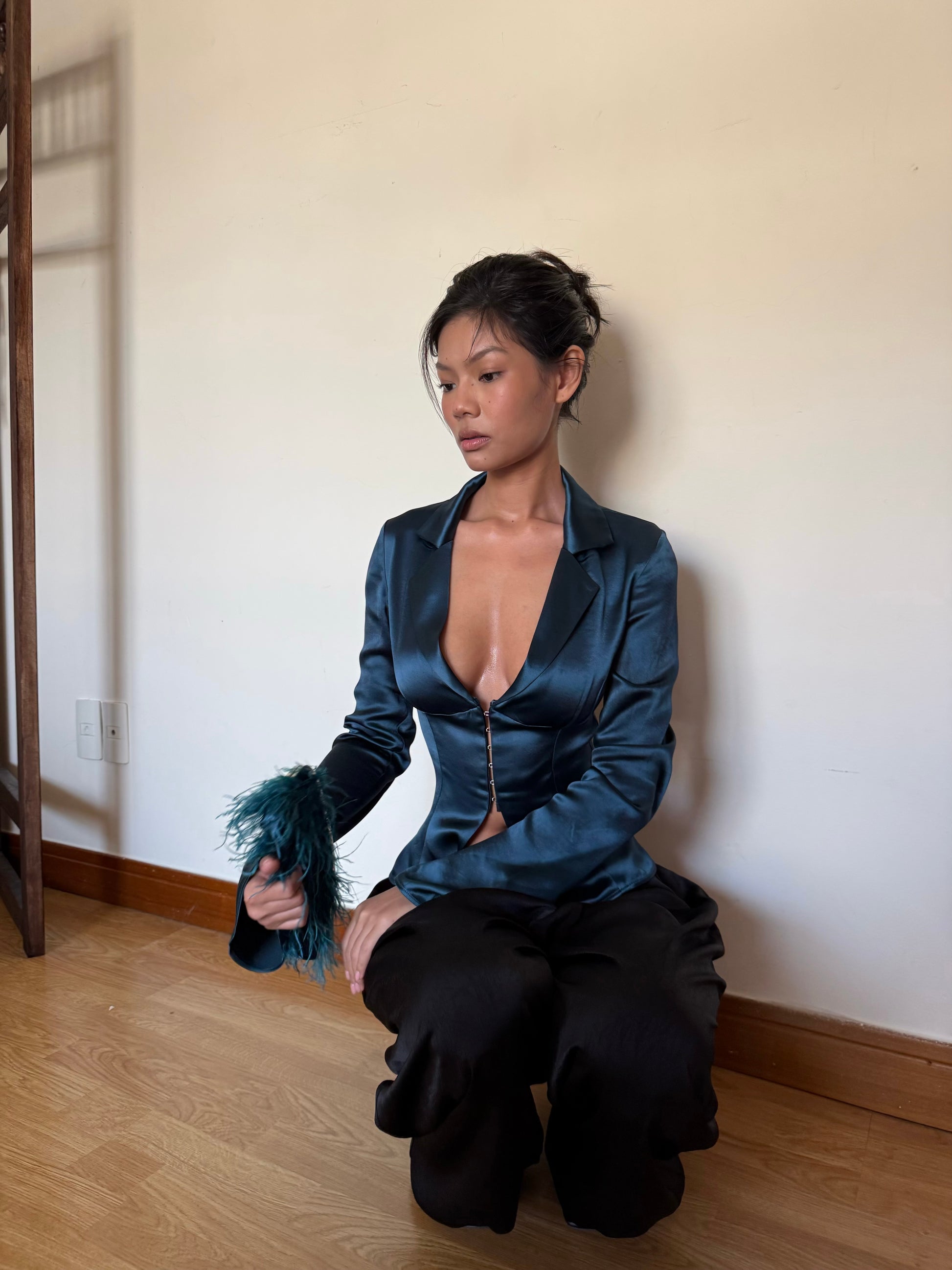 Satin Long Sleeves Shirt - Deep Teal