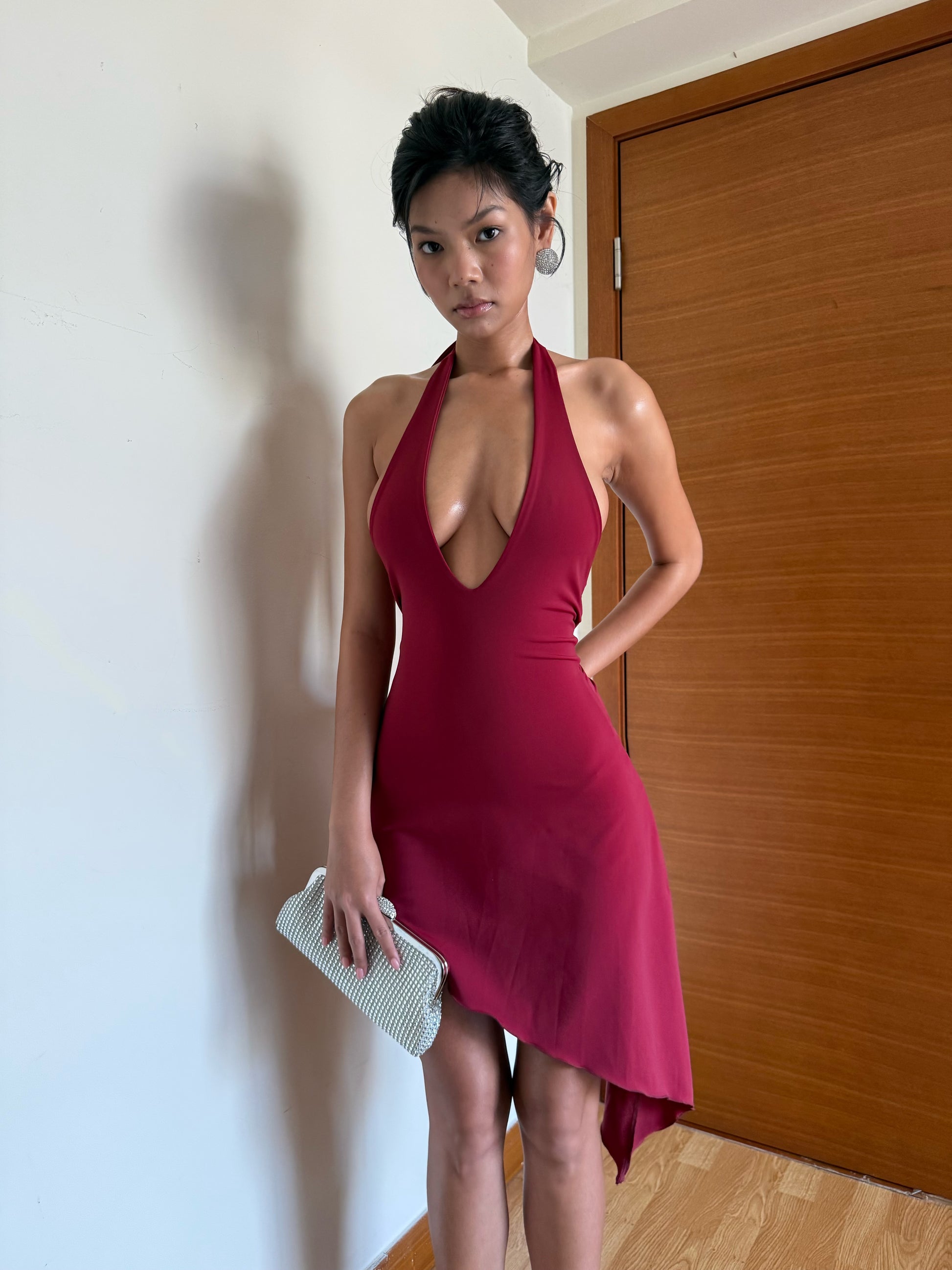 Deep Plunge A Dress - Red