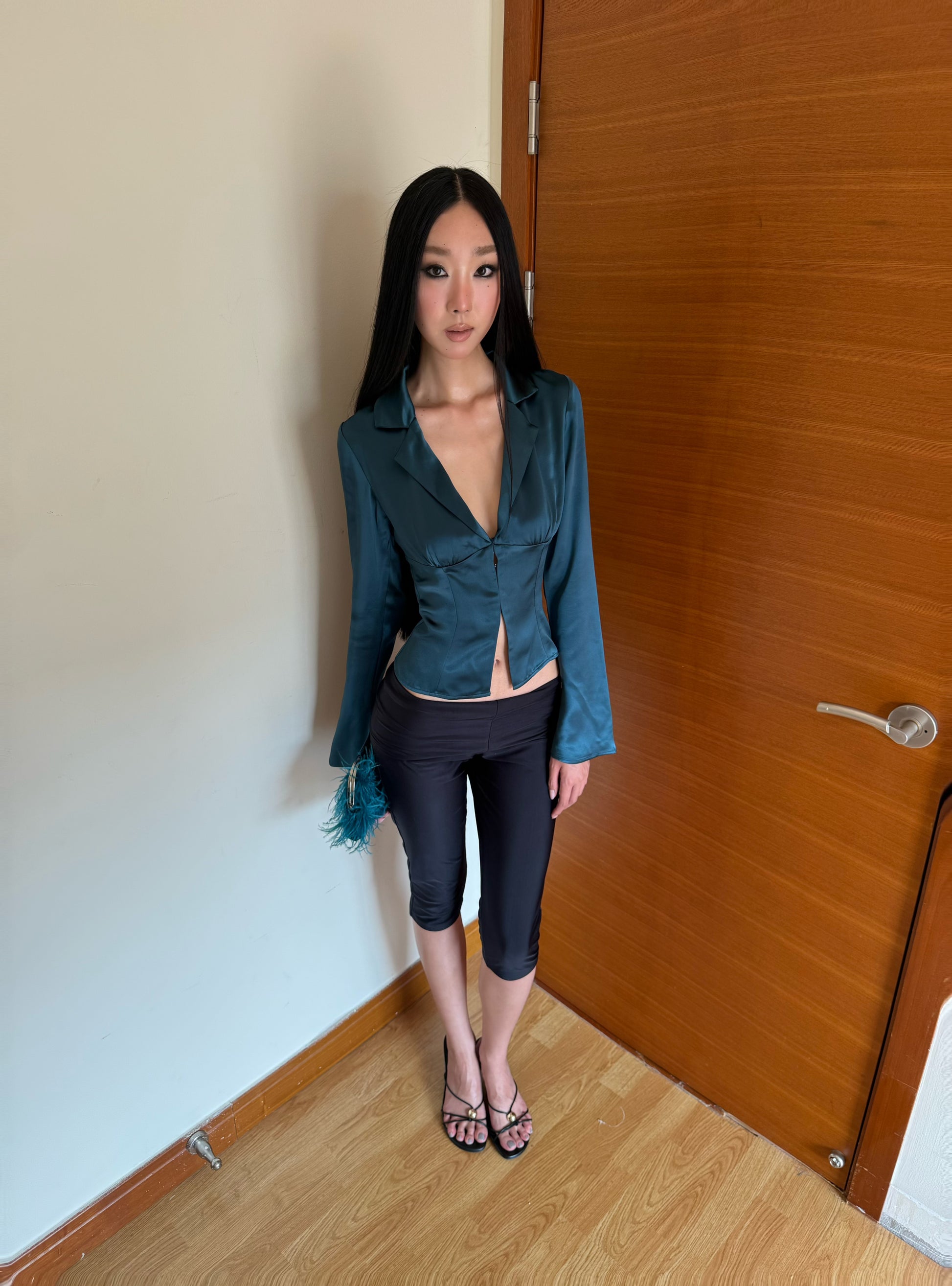 Satin Long Sleeves Shirt - Deep Teal