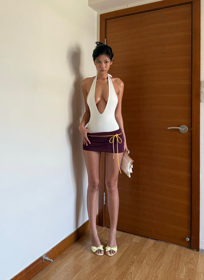 Signature Deep Plunge Bodysuits - White