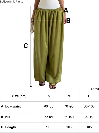 Silk Baloon Pants - Green
