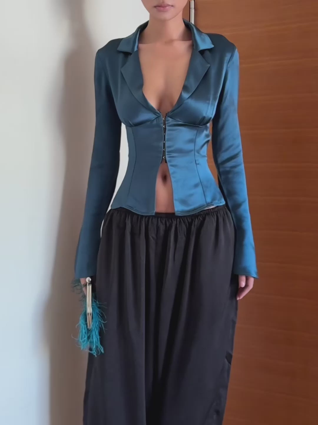 Satin Long Sleeves Shirt - Deep Teal